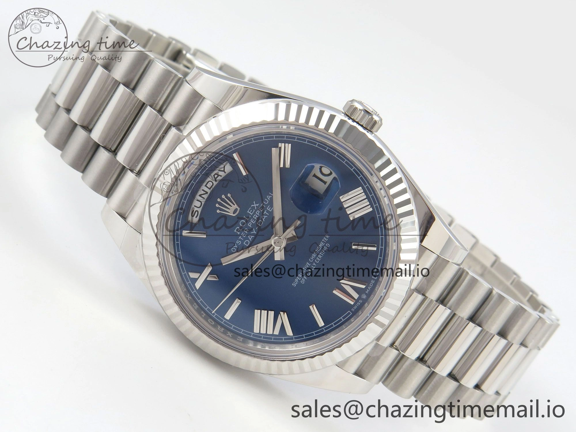 Day Date 40 SS 228236 THBF 1:1 Best Edition Blue Roman Dial on President Bracelet VR3255 V3 (Gain Weight) Unisex 273