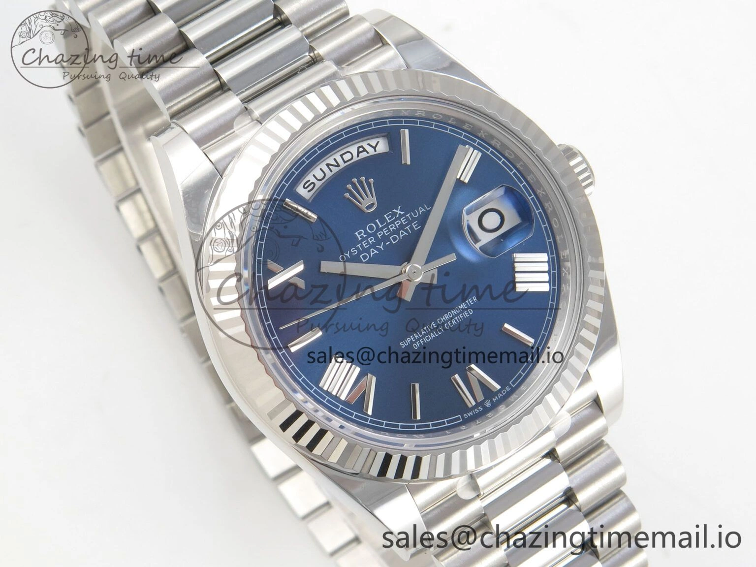 Day Date 40 SS 228236 THBF 1:1 Best Edition Blue Roman Dial on President Bracelet VR3255 V3 (Gain Weight) Unisex 273