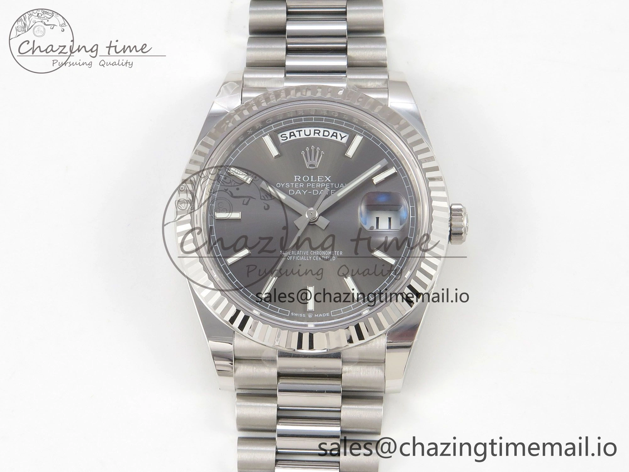 Resilient Day Date 40 SS 228236 THBF 1:1 Best Edition Gray Marker Dial on President Bracelet VR3255 V3 (Gain Weight) 267