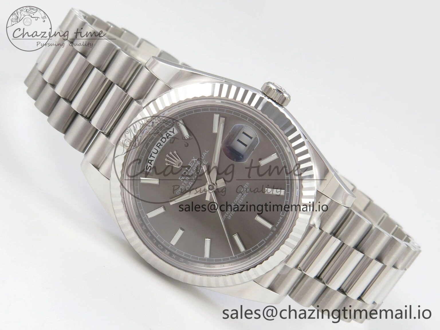 Resilient Day Date 40 SS 228236 THBF 1:1 Best Edition Gray Marker Dial on President Bracelet VR3255 V3 (Gain Weight) 267