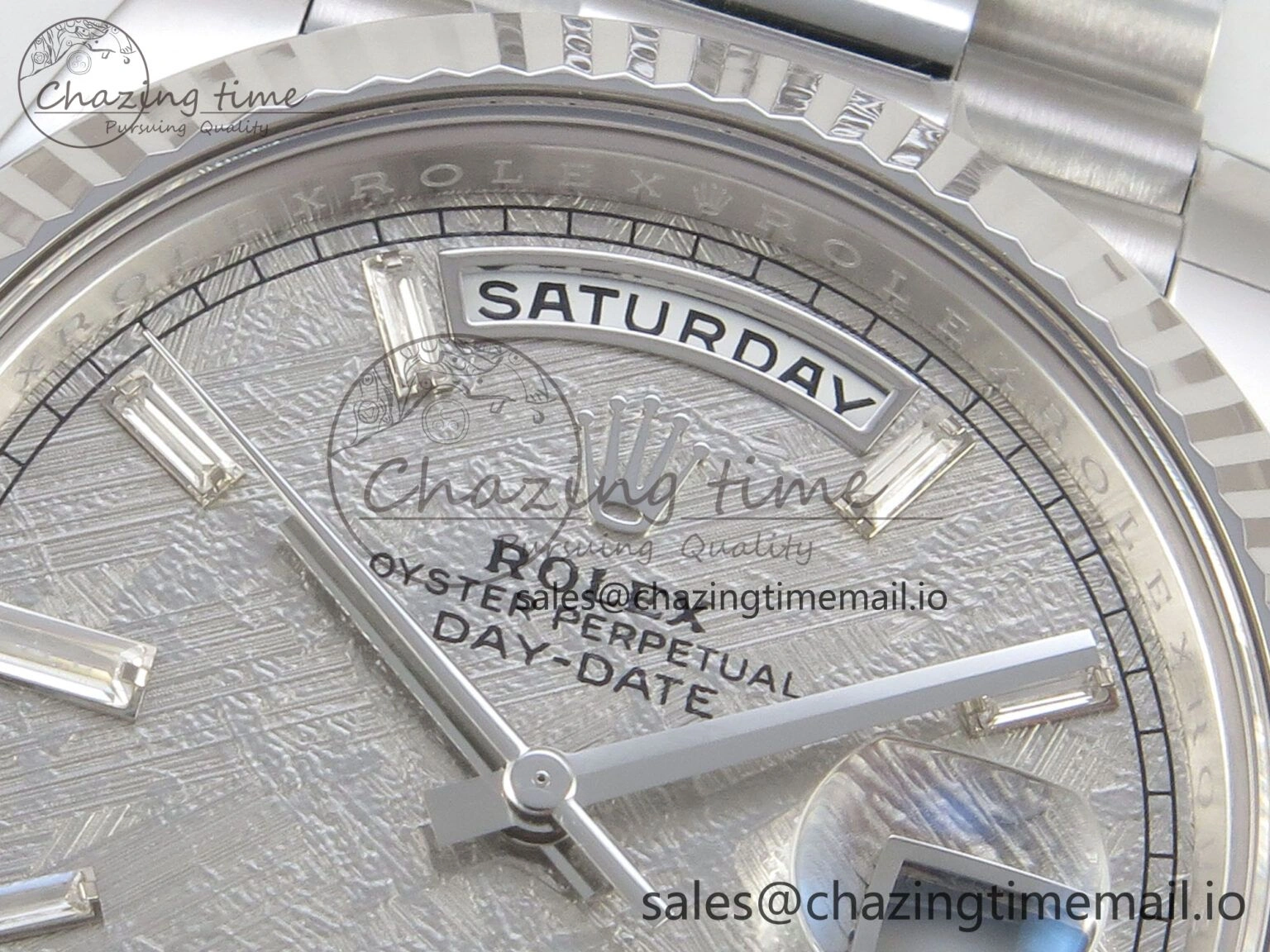 NewStyle Day Date 40 SS 228236 THBF 1:1 Best Edition Grey Textured Crystal Dial on President Bracelet VR3255 V3 (Gain Weight) 270