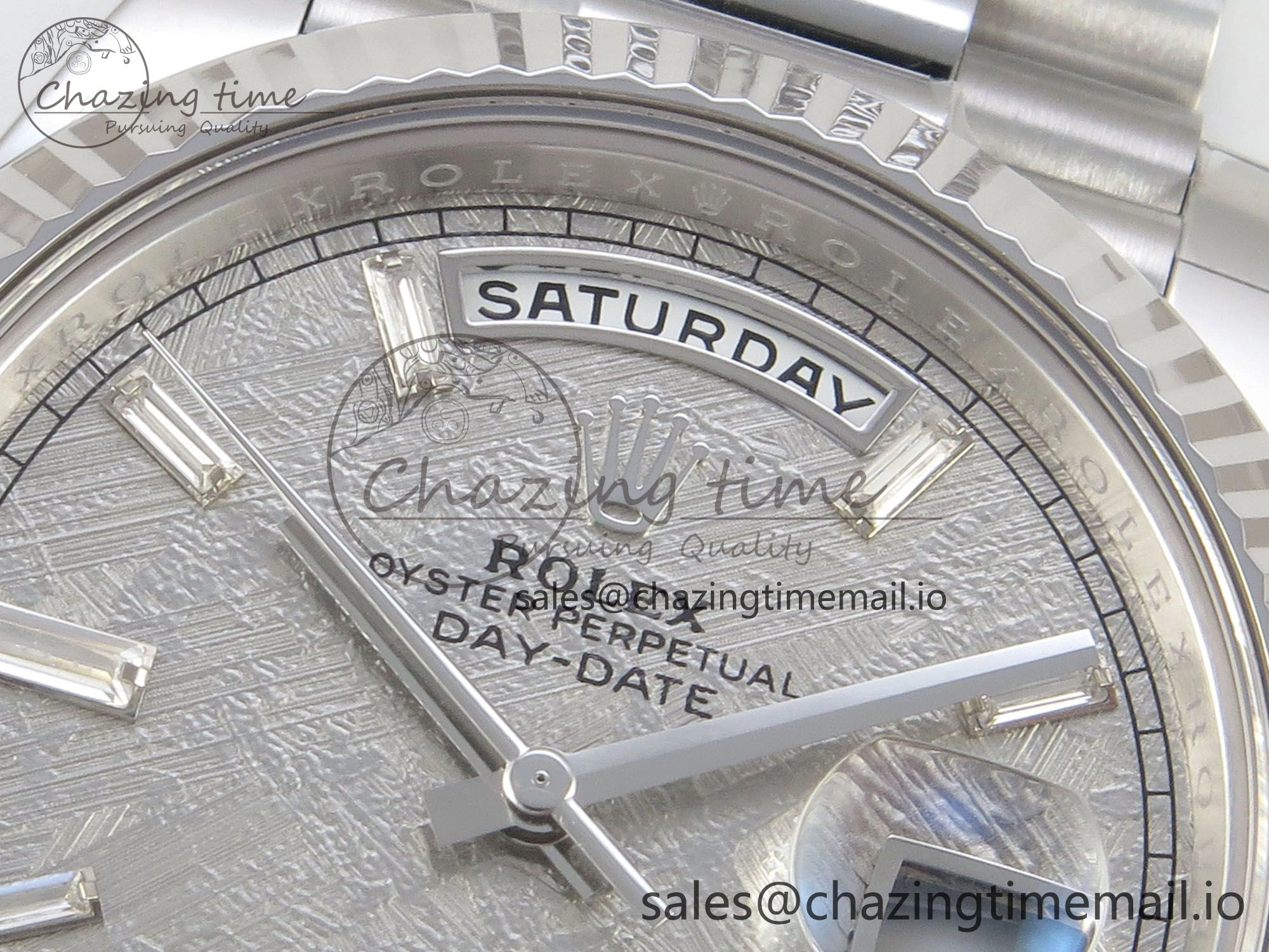 NewStyle Day Date 40 SS 228236 THBF 1:1 Best Edition Grey Textured Crystal Dial on President Bracelet VR3255 V3 (Gain Weight) 270