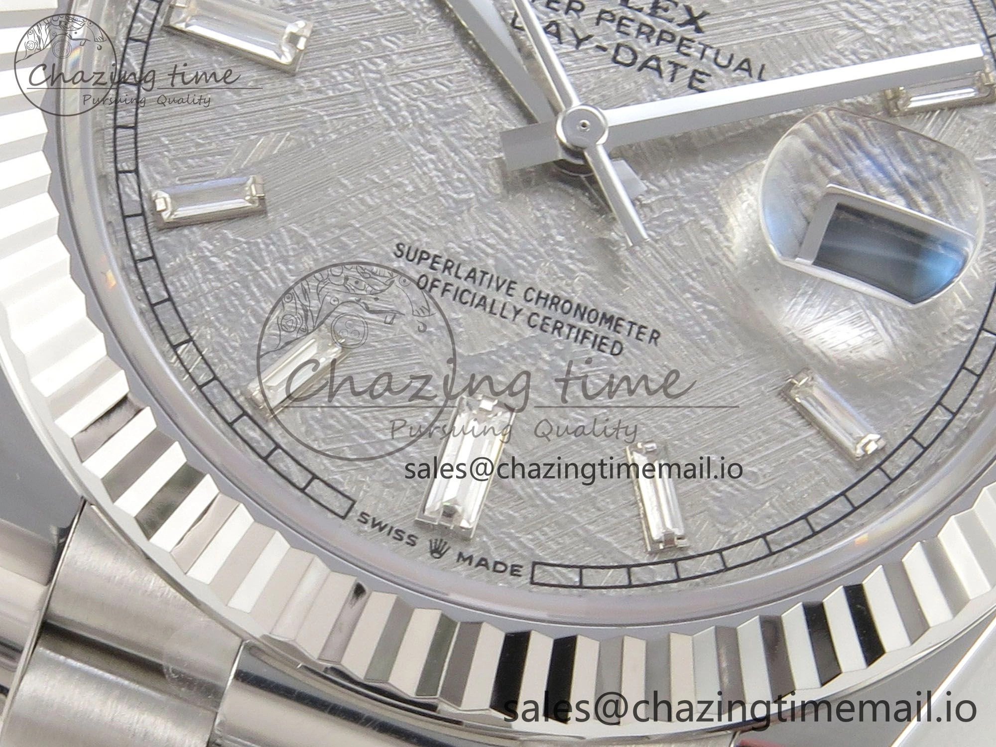 NewStyle Day Date 40 SS 228236 THBF 1:1 Best Edition Grey Textured Crystal Dial on President Bracelet VR3255 V3 (Gain Weight) 270