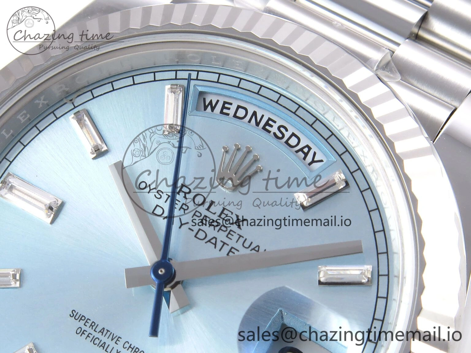 Day Date 40 SS 228236 THBF 1:1 Best Edition Ice-Blue Crystal Dial on President Bracelet VR3255 (Gain Weight) Comfortable 947