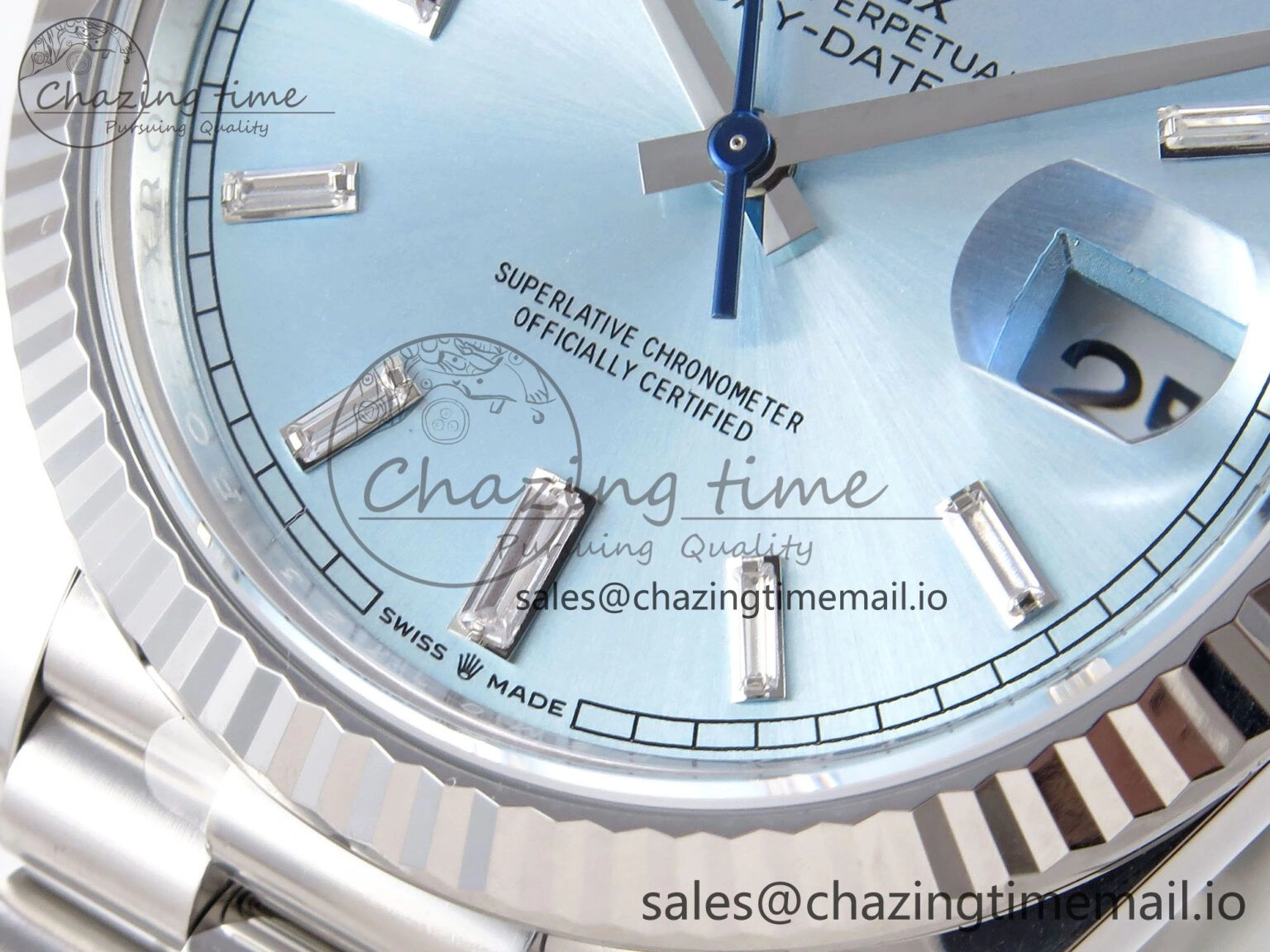 Day Date 40 SS 228236 THBF 1:1 Best Edition Ice-Blue Crystal Dial on President Bracelet VR3255 (Gain Weight) Comfortable 947