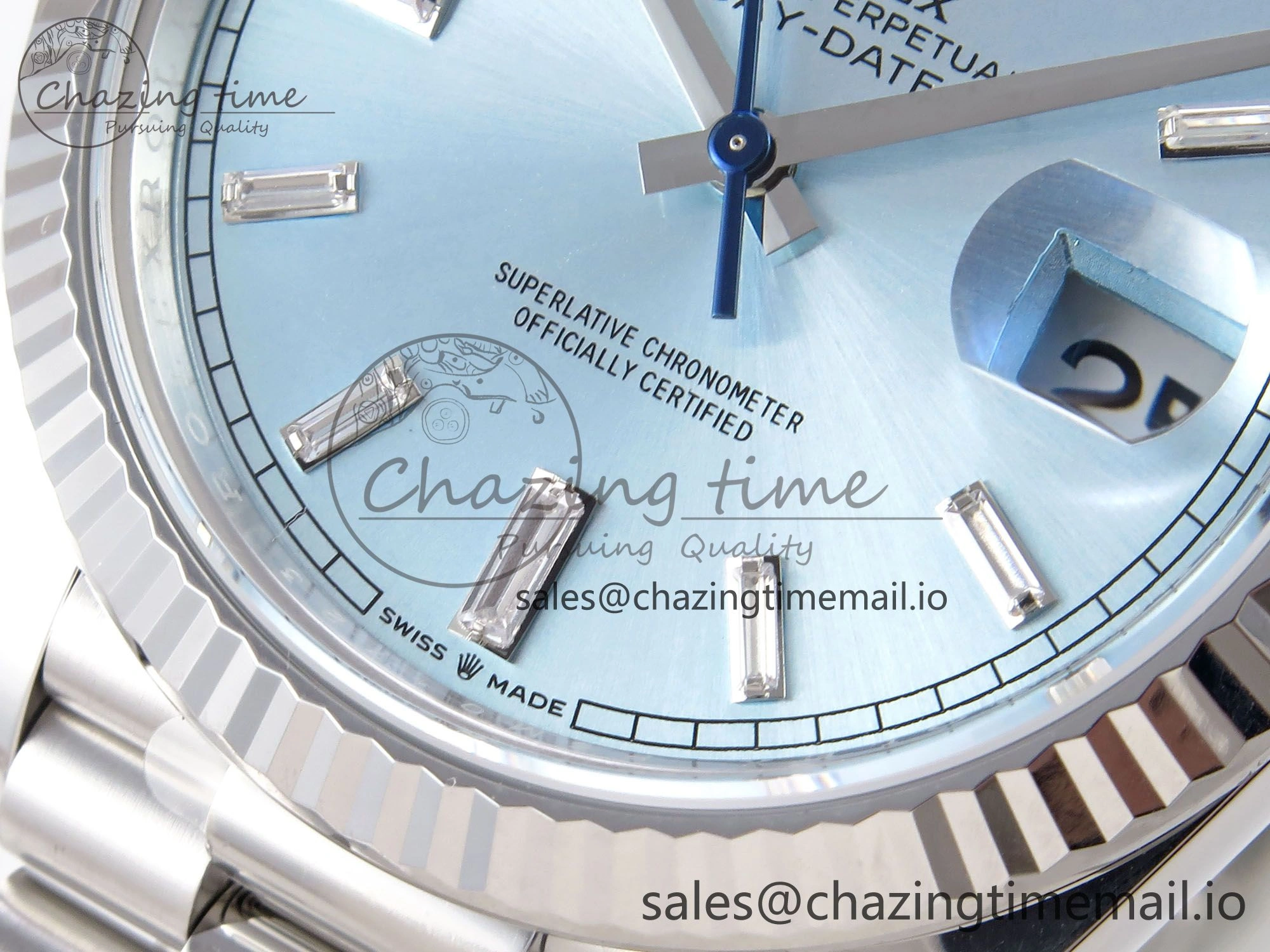 Day Date 40 SS 228236 THBF 1:1 Best Edition Ice-Blue Crystal Dial on President Bracelet VR3255 (Gain Weight) Comfortable 947
