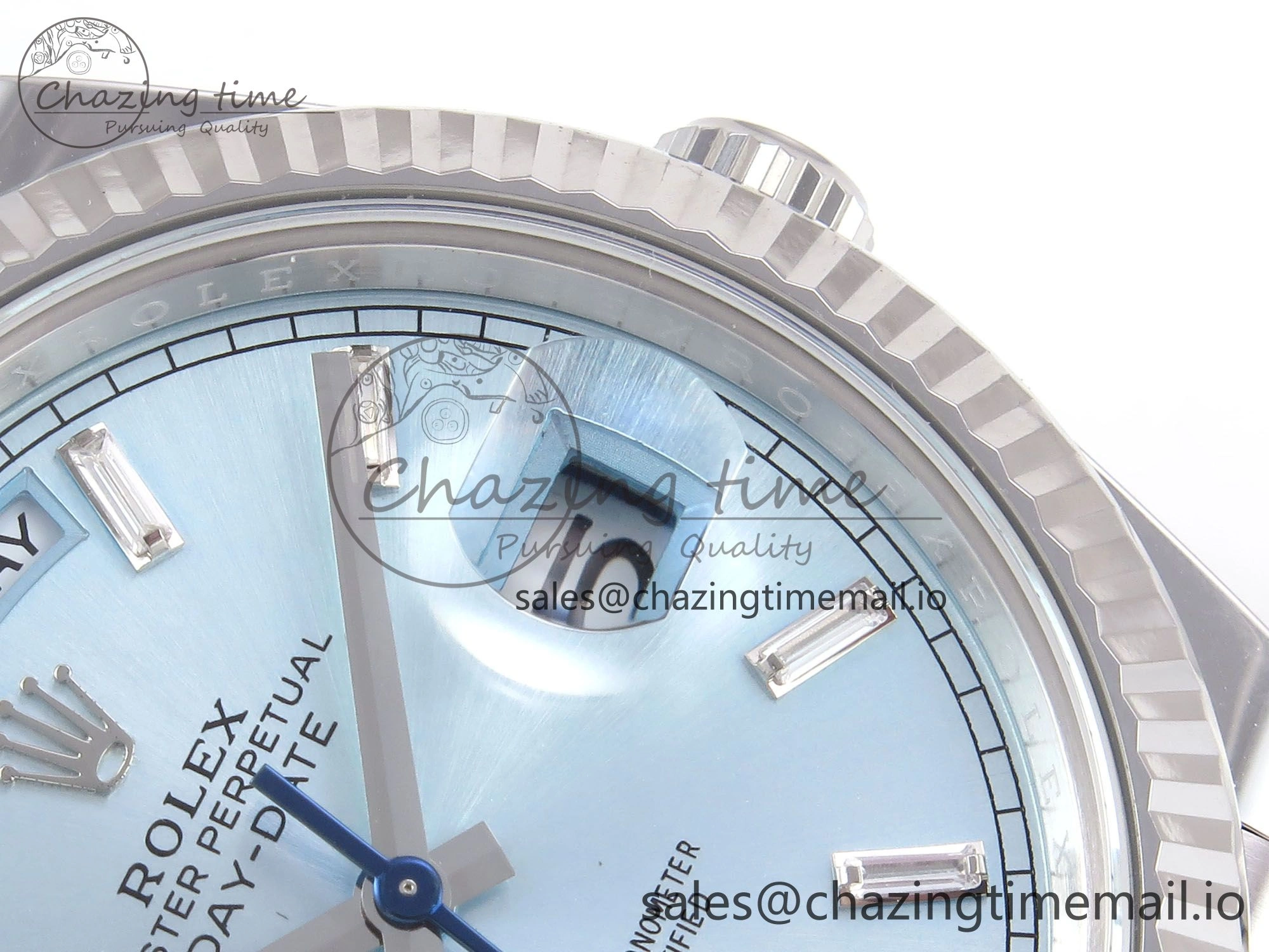 Day Date 40 SS 228236 THBF 1:1 Best Edition Ice-Blue Crystal Dial on President Bracelet VR3255 (Gain Weight) Comfortable 947