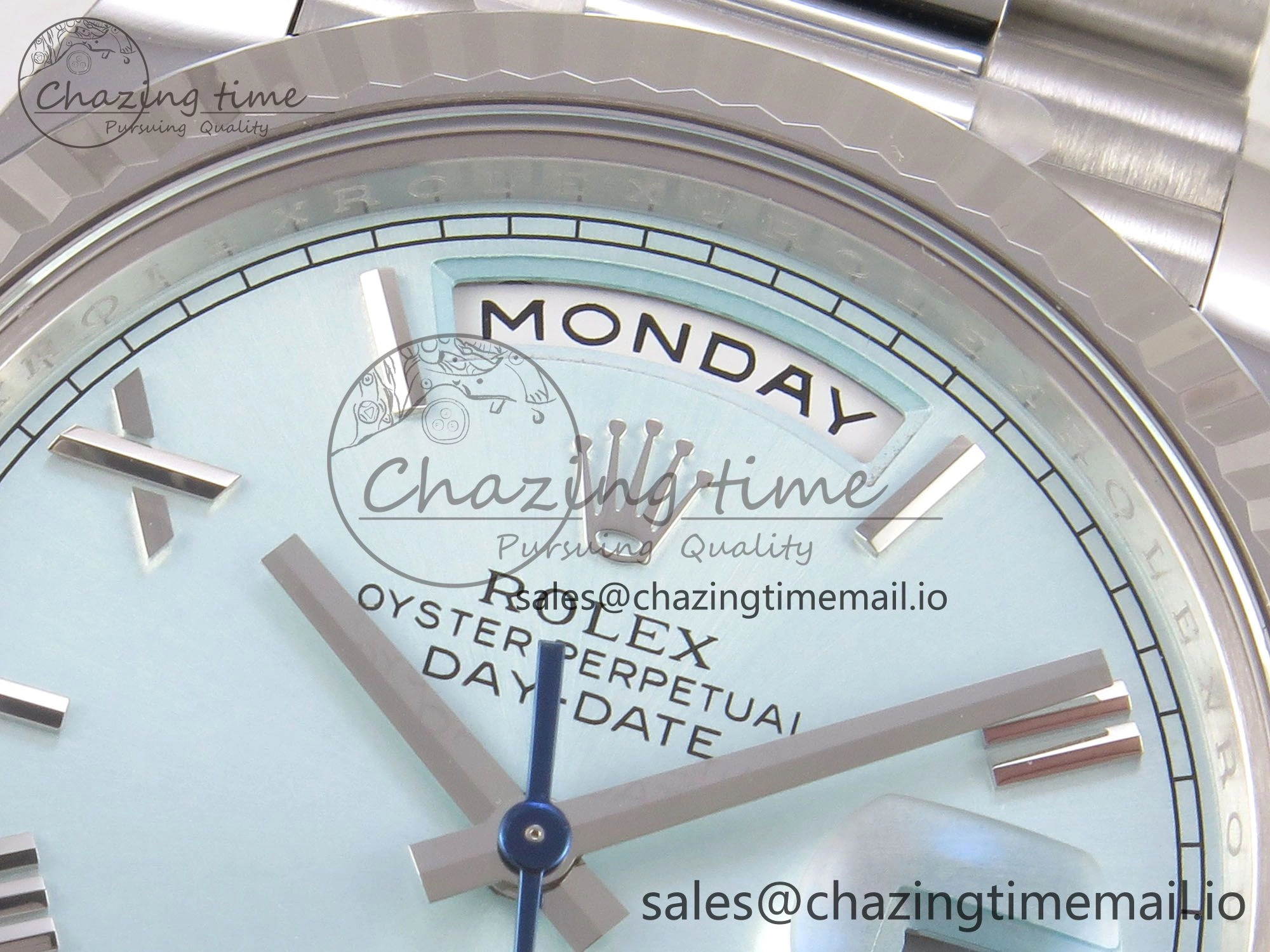 HighQuality Day Date 40 SS 228236 THBF 1:1 Best Edition Ice Blue Roman Dial on President Bracelet VR3255 V3 (Gain Weight) 271