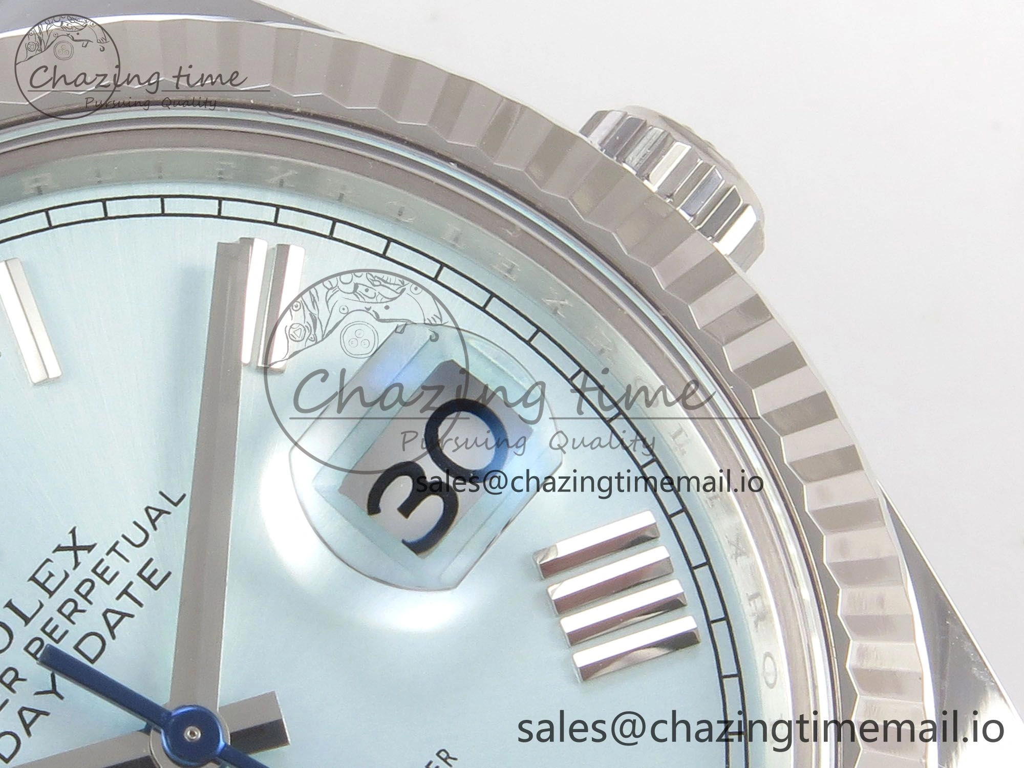 HighQuality Day Date 40 SS 228236 THBF 1:1 Best Edition Ice Blue Roman Dial on President Bracelet VR3255 V3 (Gain Weight) 271