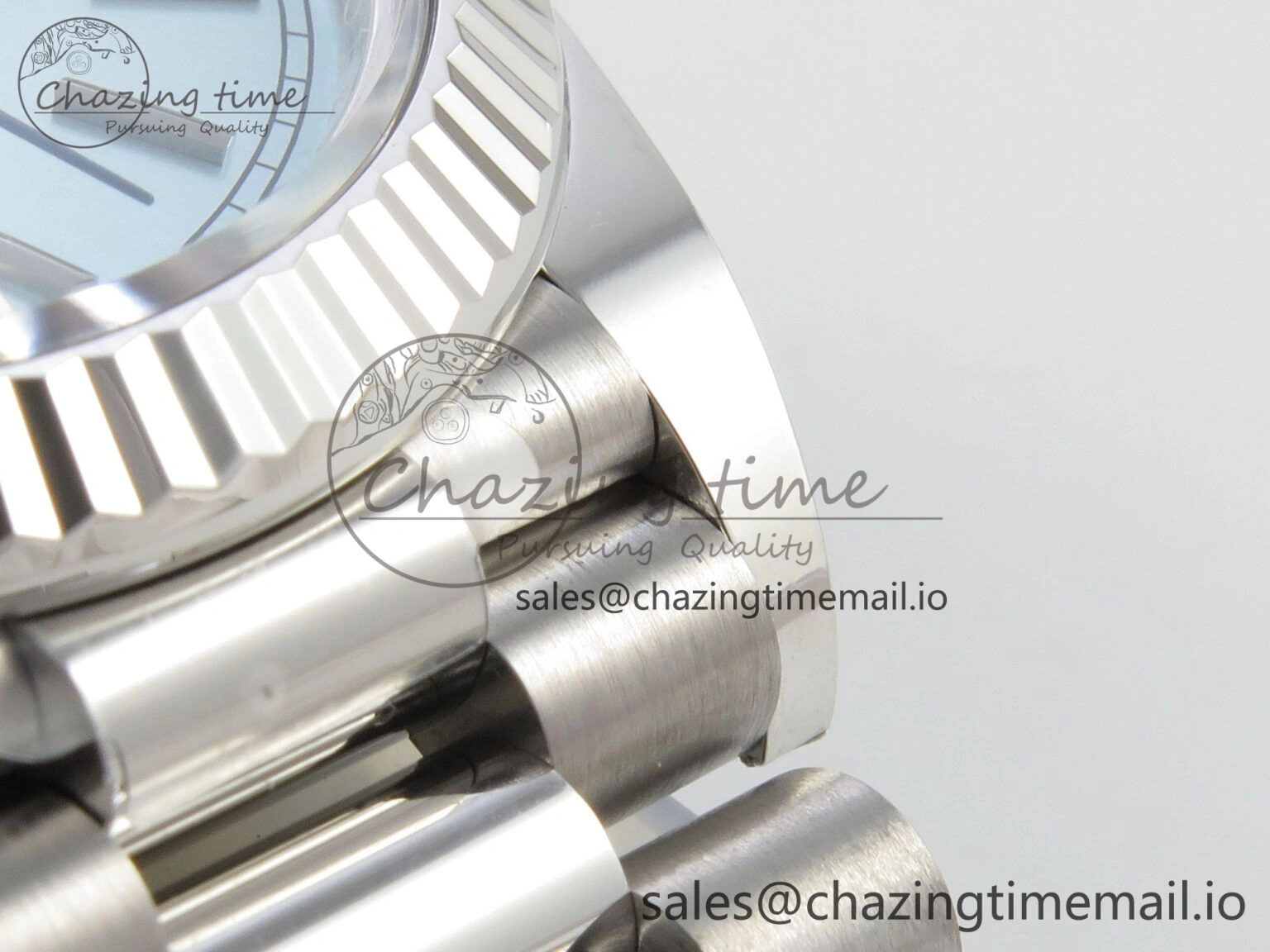 HighQuality Day Date 40 SS 228236 THBF 1:1 Best Edition Ice Blue Roman Dial on President Bracelet VR3255 V3 (Gain Weight) 271