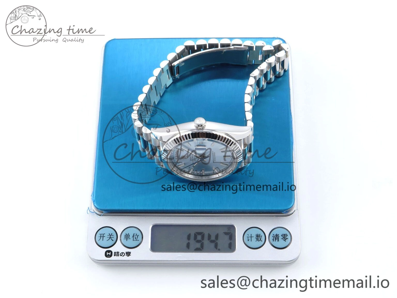 Day Date 40 SS 228236 THBF 1:1 Best Edition Ice-Blue Stick Dial on President Bracelet VR3255 (Gain Weight) Stretchable 951