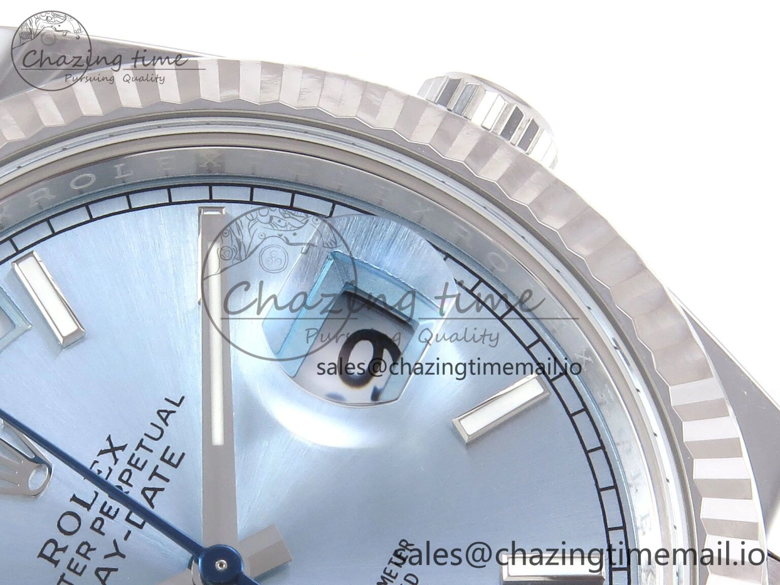 Day Date 40 SS 228236 THBF 1:1 Best Edition Ice-Blue Stick Dial on President Bracelet VR3255 (Gain Weight) Stretchable 951