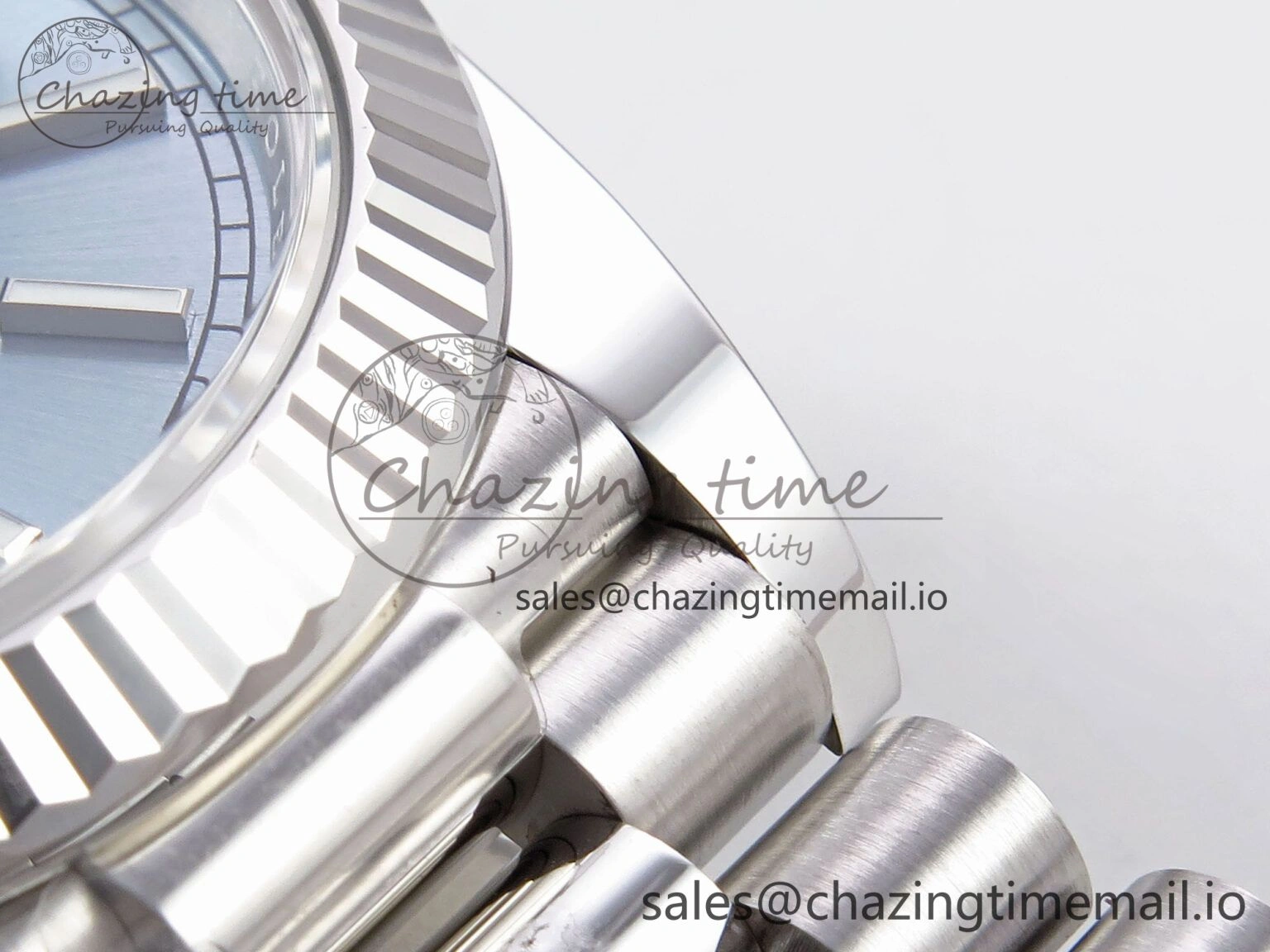 Day Date 40 SS 228236 THBF 1:1 Best Edition Ice-Blue Stick Dial on President Bracelet VR3255 (Gain Weight) Stretchable 951