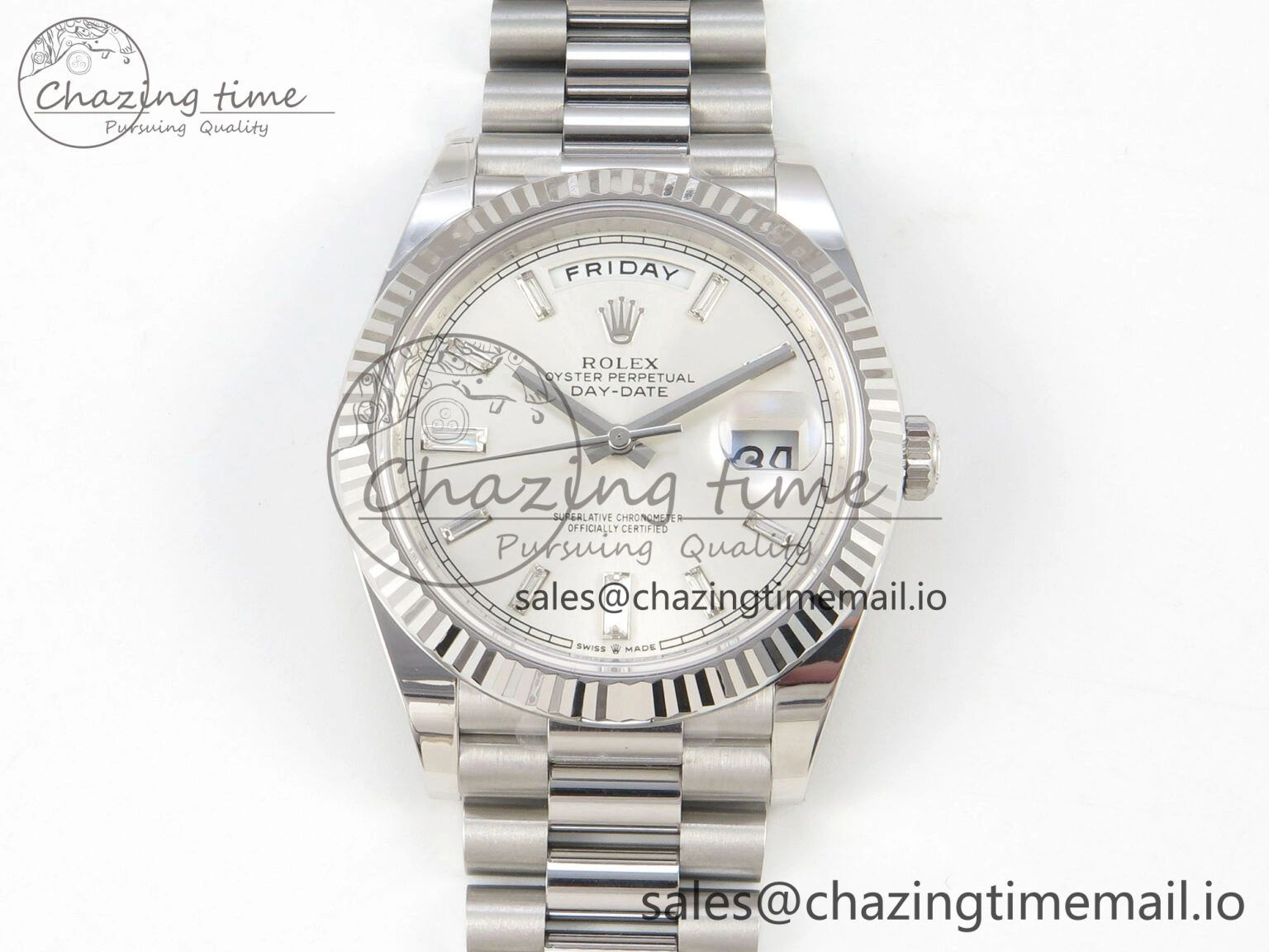 MultiPurpose Day Date 40 SS 228236 THBF 1:1 Best Edition White Crystal Dial on President Bracelet VR3255 V3 (Gain Weight) 272