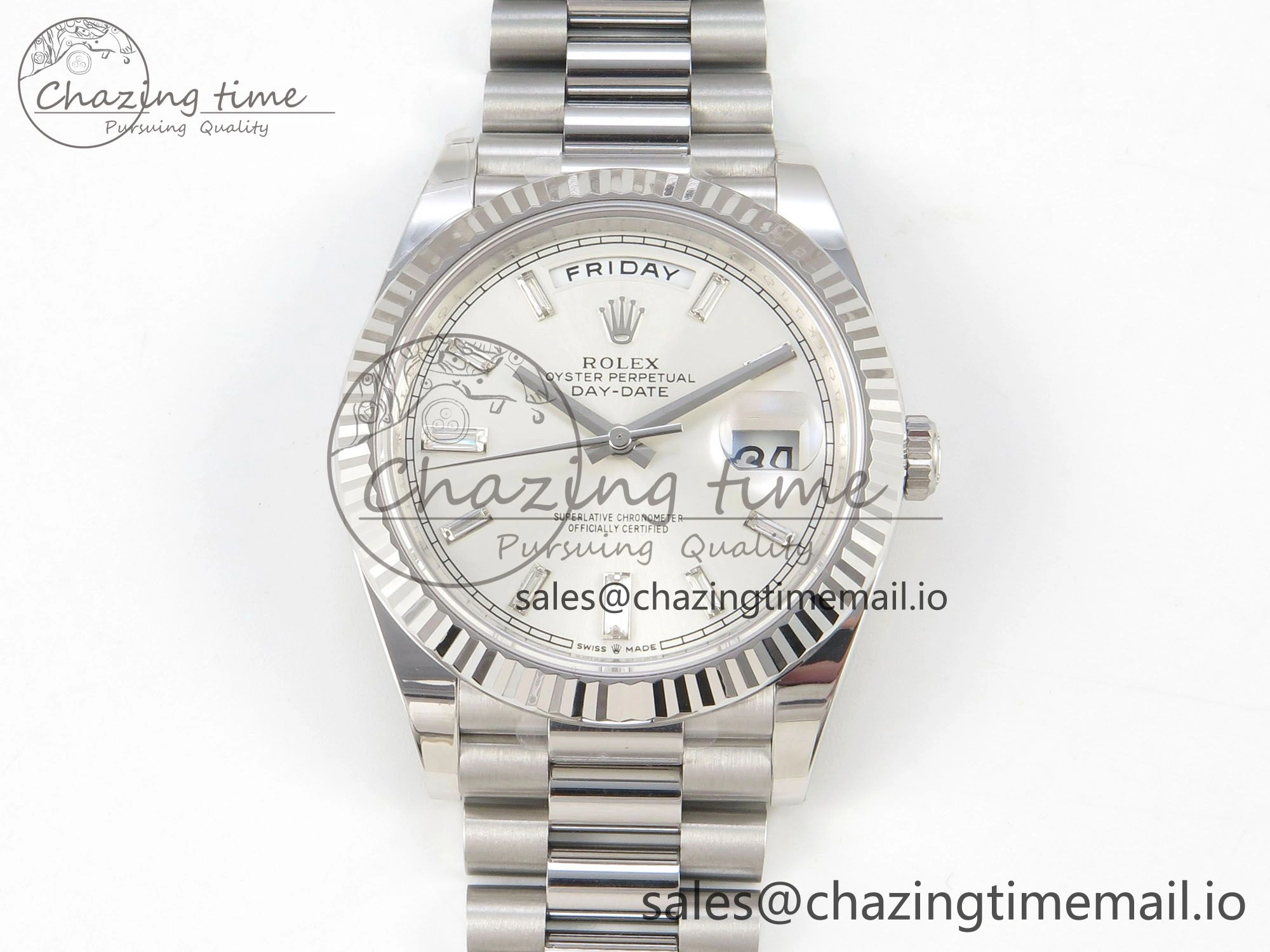 MultiPurpose Day Date 40 SS 228236 THBF 1:1 Best Edition White Crystal Dial on President Bracelet VR3255 V3 (Gain Weight) 272