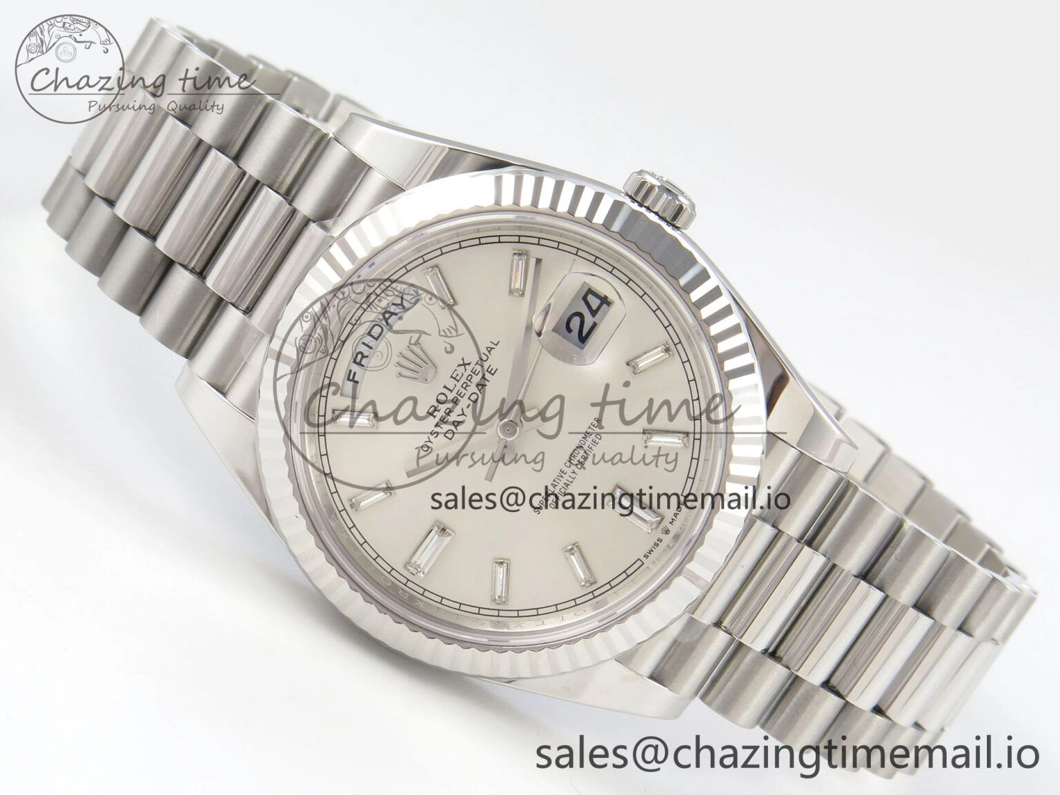 MultiPurpose Day Date 40 SS 228236 THBF 1:1 Best Edition White Crystal Dial on President Bracelet VR3255 V3 (Gain Weight) 272