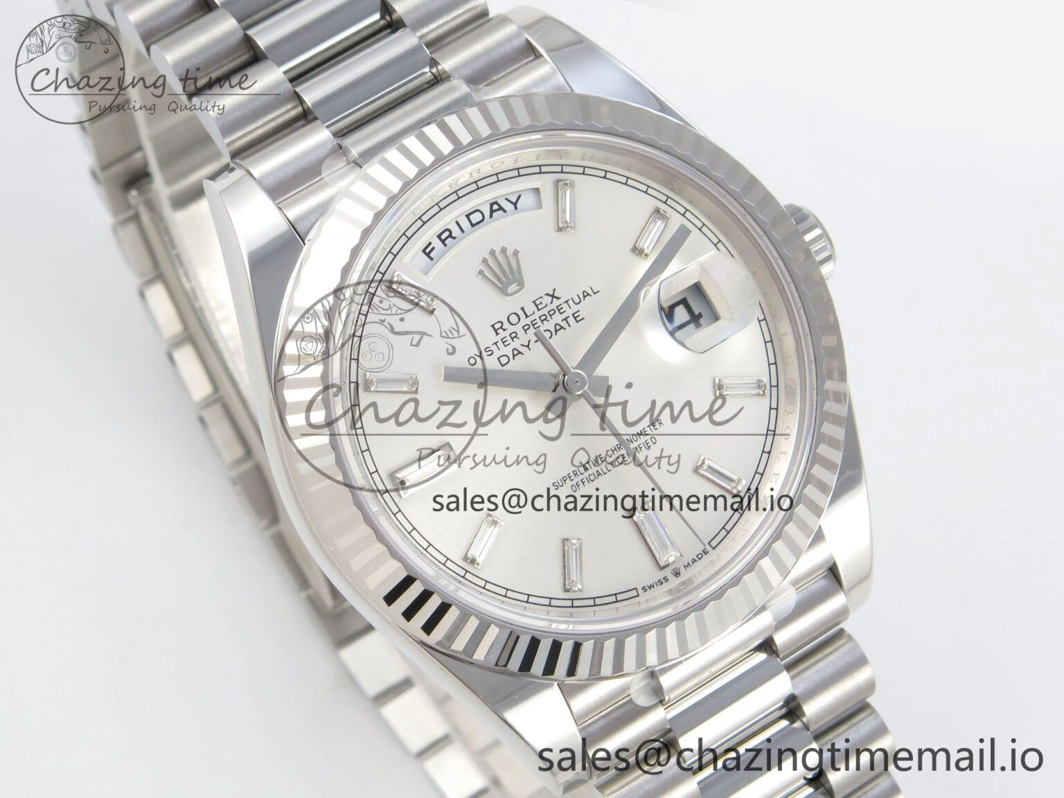 MultiPurpose Day Date 40 SS 228236 THBF 1:1 Best Edition White Crystal Dial on President Bracelet VR3255 V3 (Gain Weight) 272