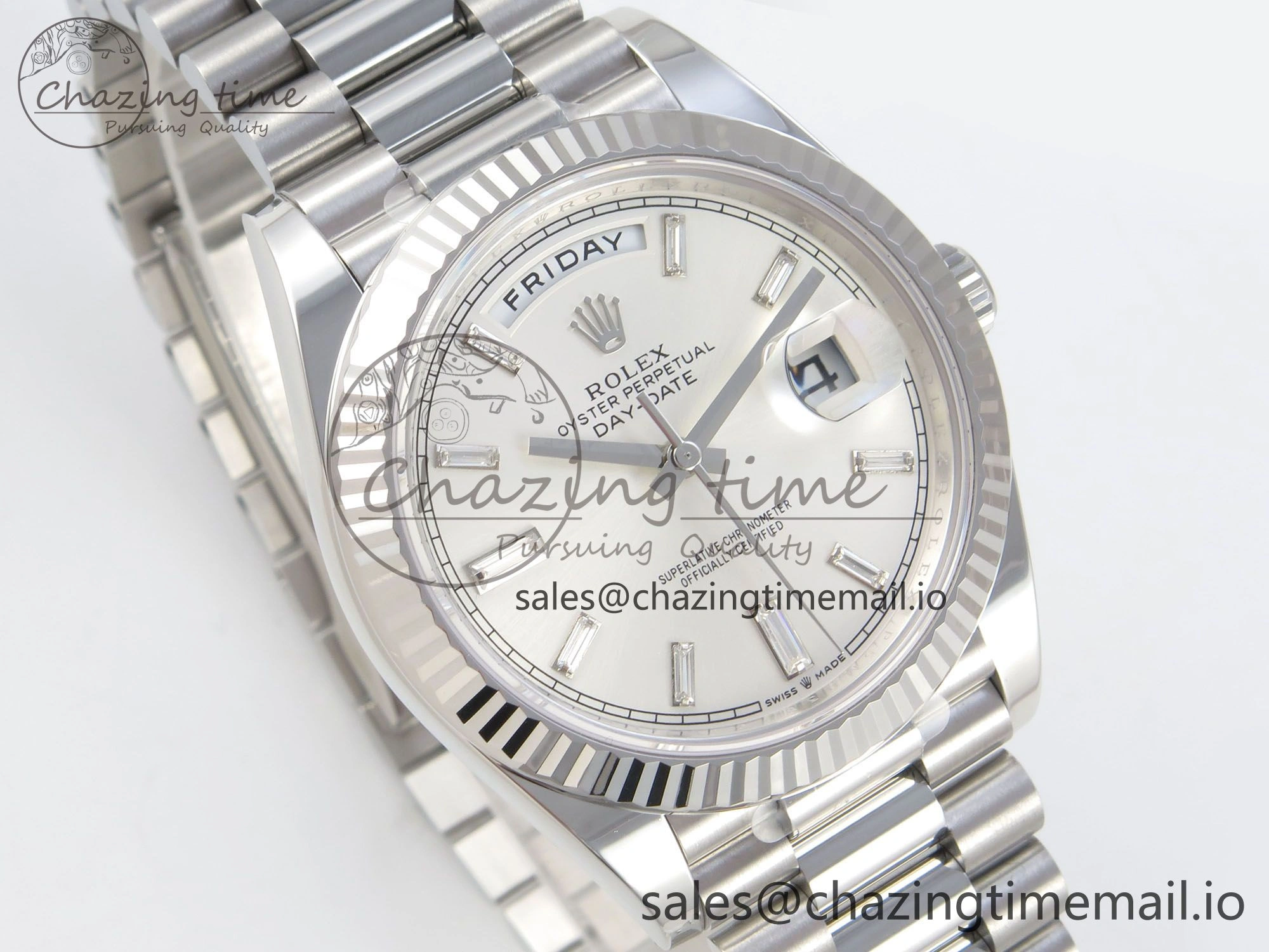 MultiPurpose Day Date 40 SS 228236 THBF 1:1 Best Edition White Crystal Dial on President Bracelet VR3255 V3 (Gain Weight) 272