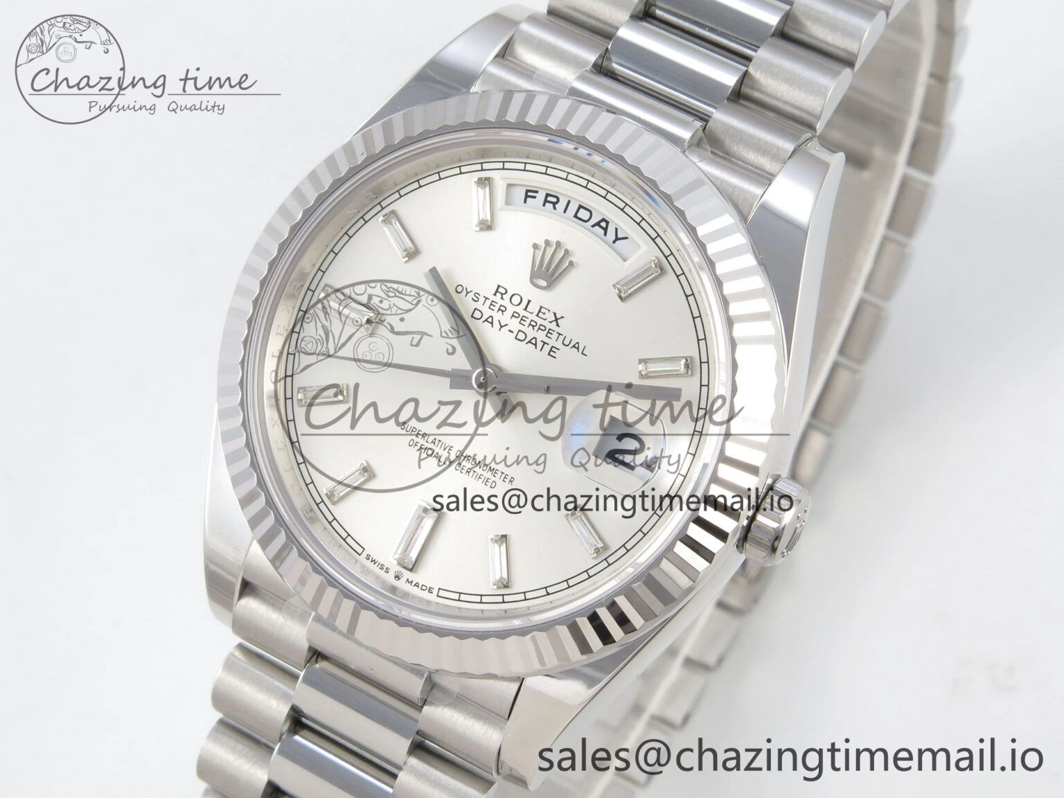 MultiPurpose Day Date 40 SS 228236 THBF 1:1 Best Edition White Crystal Dial on President Bracelet VR3255 V3 (Gain Weight) 272