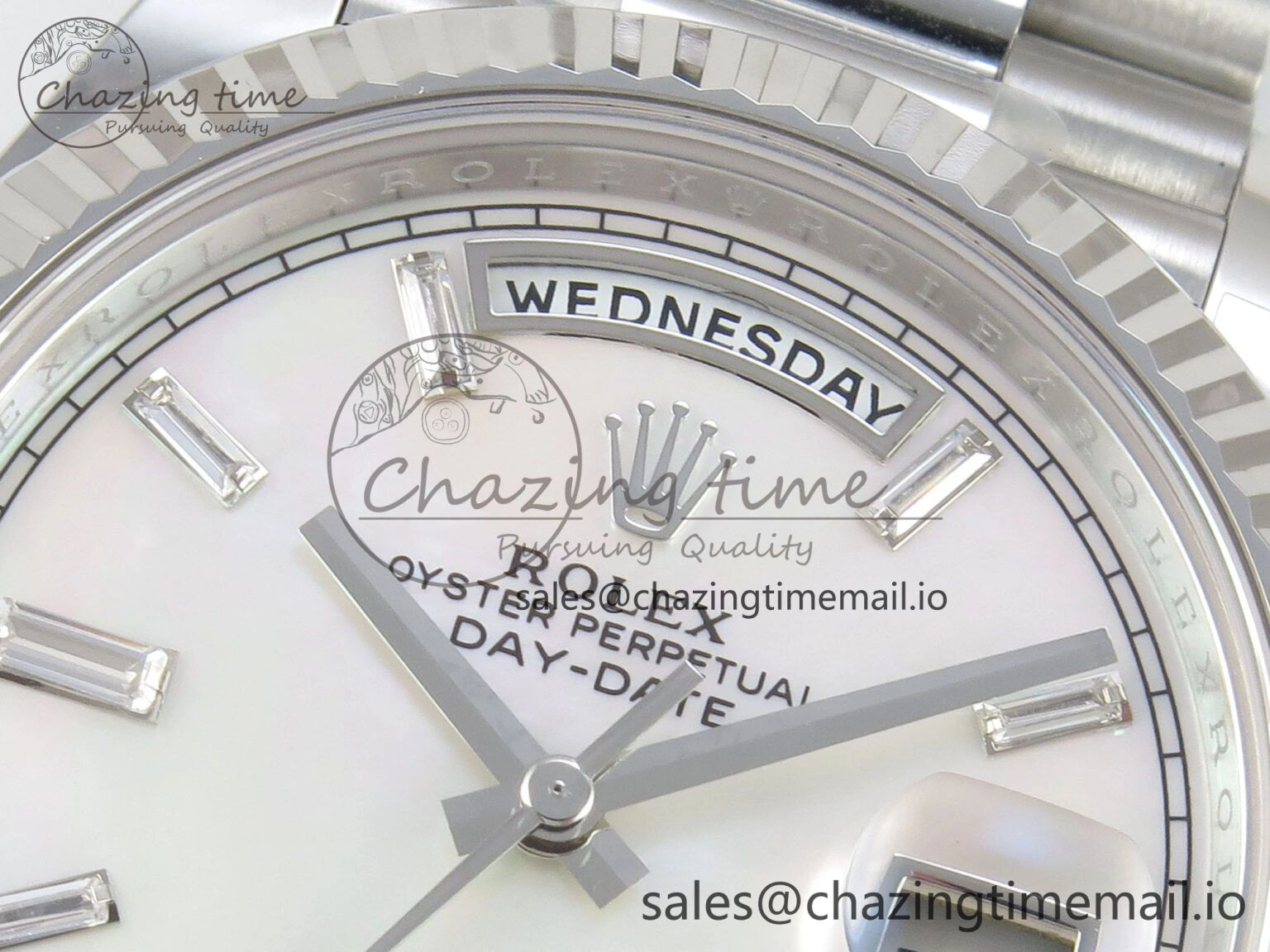 Affordable Day Date 40 SS 228236 THBF 1:1 Best Edition White MOP Crystal Dial on President Bracelet VR3255 V3 (Gain Weight) 275