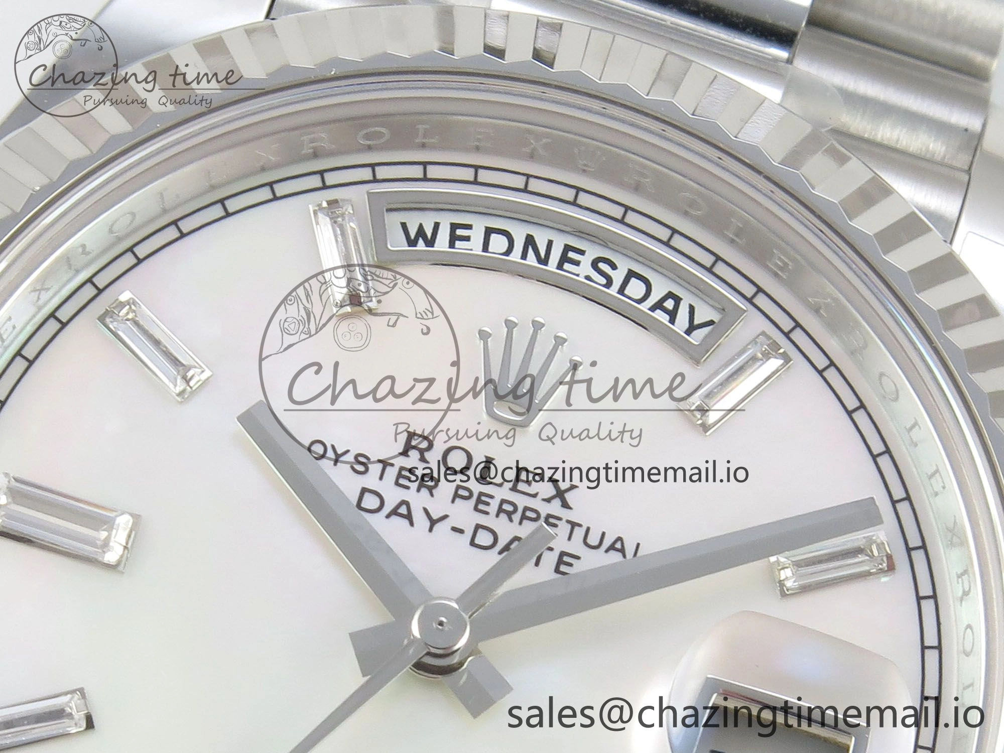Affordable Day Date 40 SS 228236 THBF 1:1 Best Edition White MOP Crystal Dial on President Bracelet VR3255 V3 (Gain Weight) 275