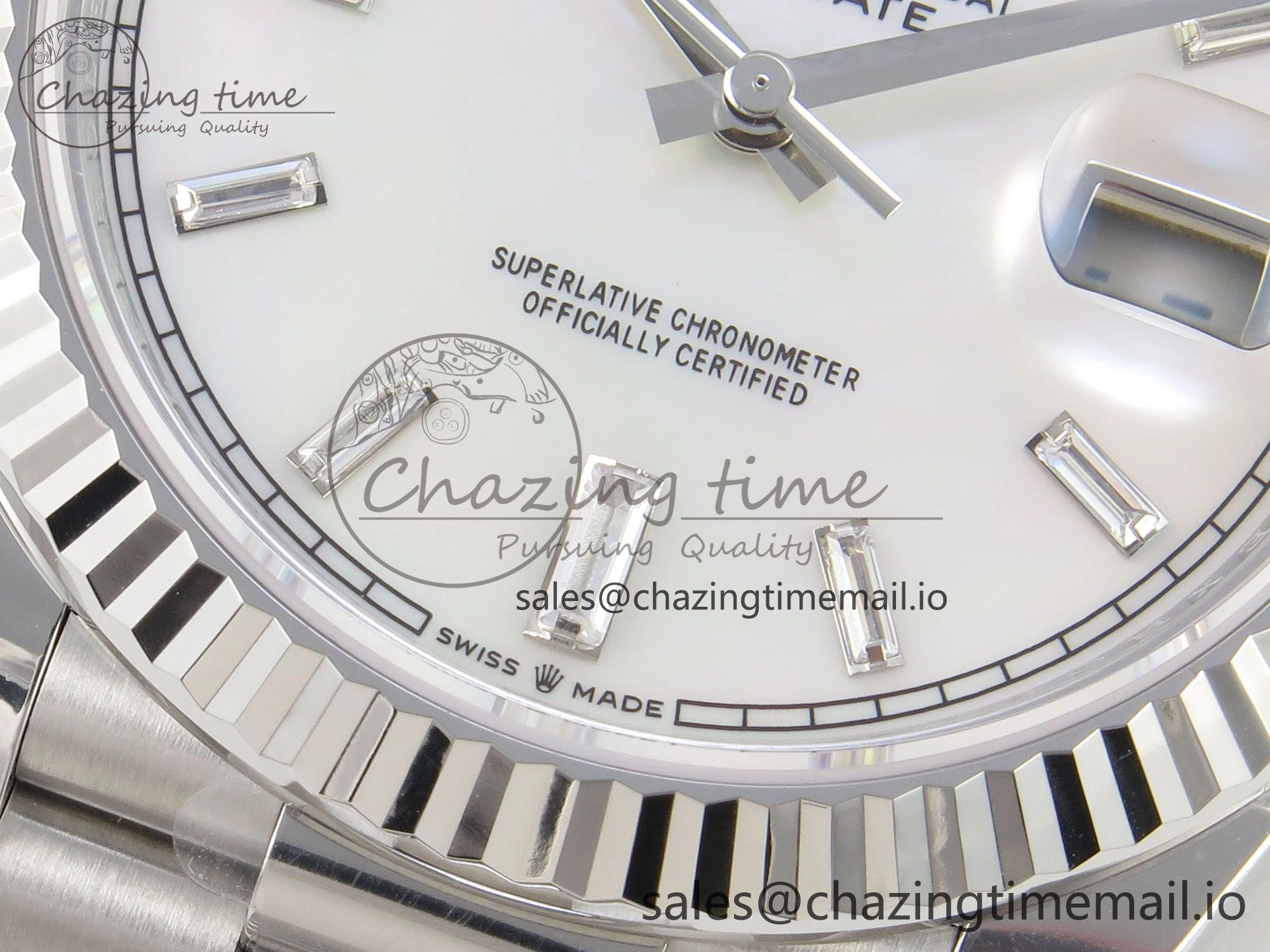 Affordable Day Date 40 SS 228236 THBF 1:1 Best Edition White MOP Crystal Dial on President Bracelet VR3255 V3 (Gain Weight) 275