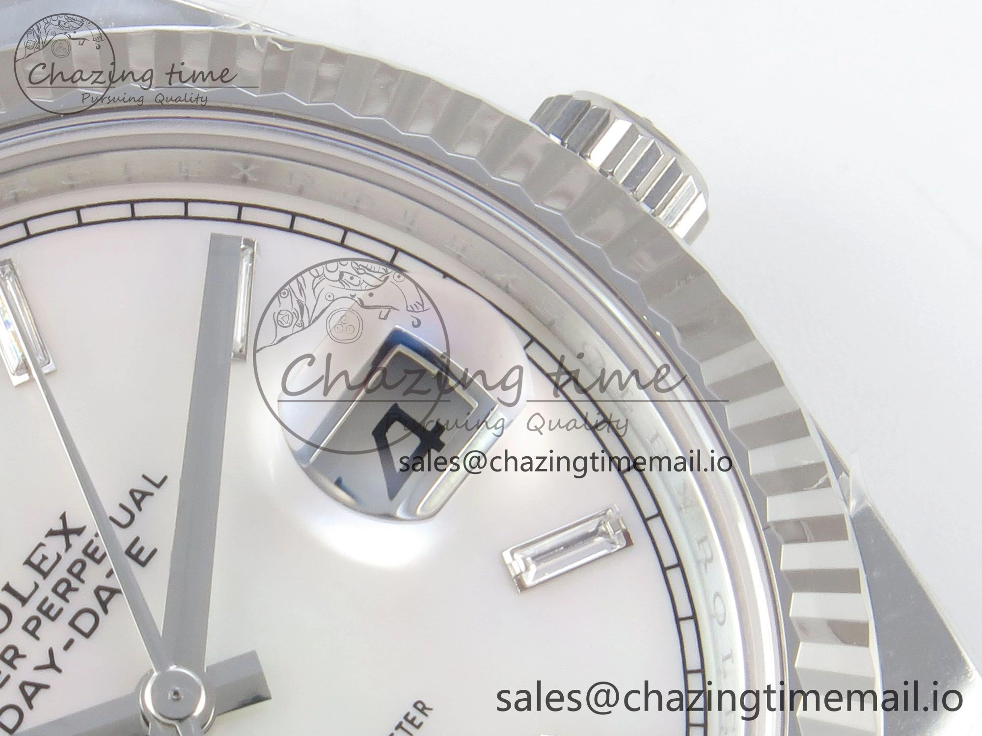 Affordable Day Date 40 SS 228236 THBF 1:1 Best Edition White MOP Crystal Dial on President Bracelet VR3255 V3 (Gain Weight) 275