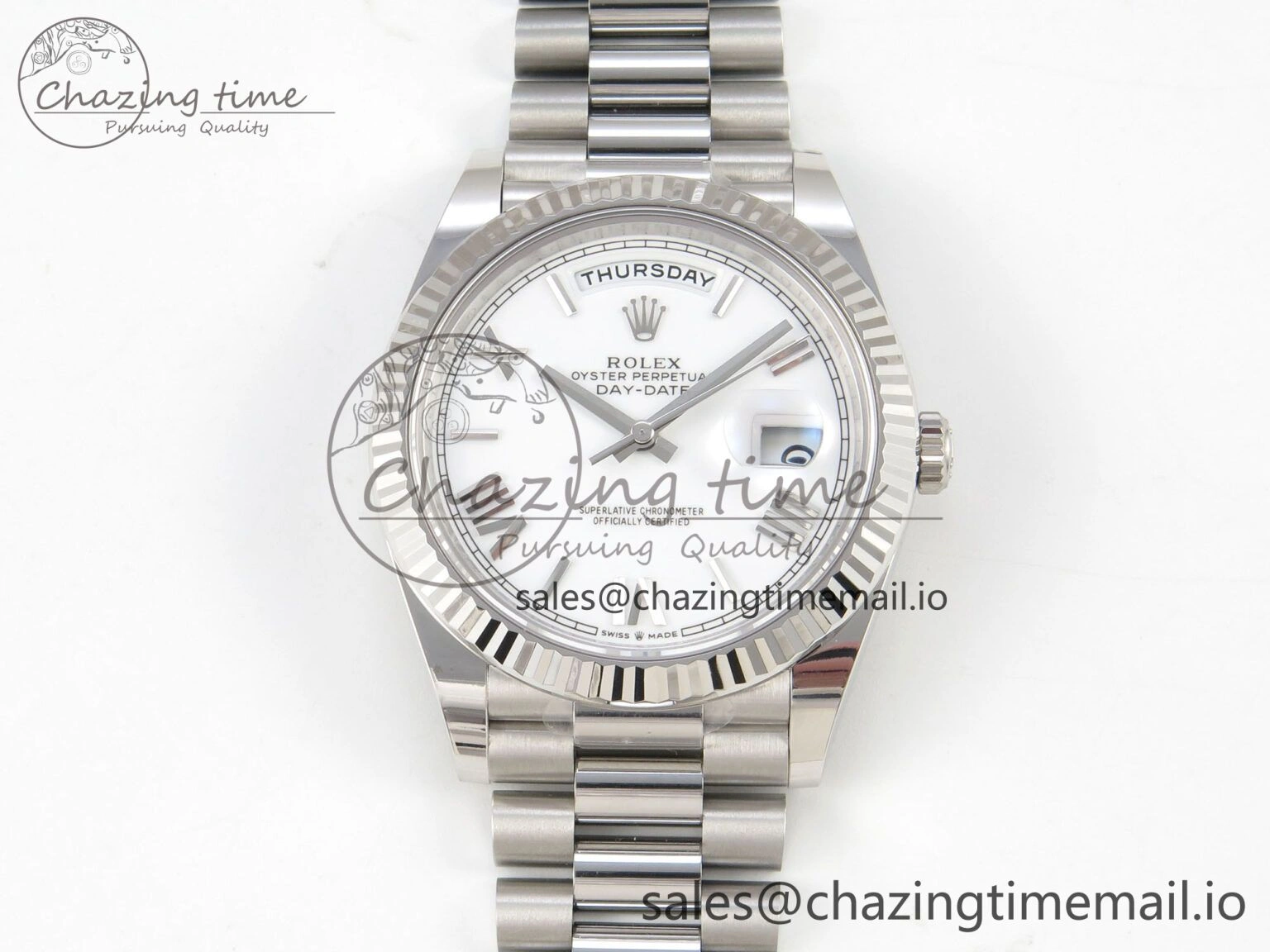 Day Date 40 SS 228236 THBF 1:1 Best Edition White MOP Roman Dial on President Bracelet VR3255 V3 (Gain Weight) Contemporary 266