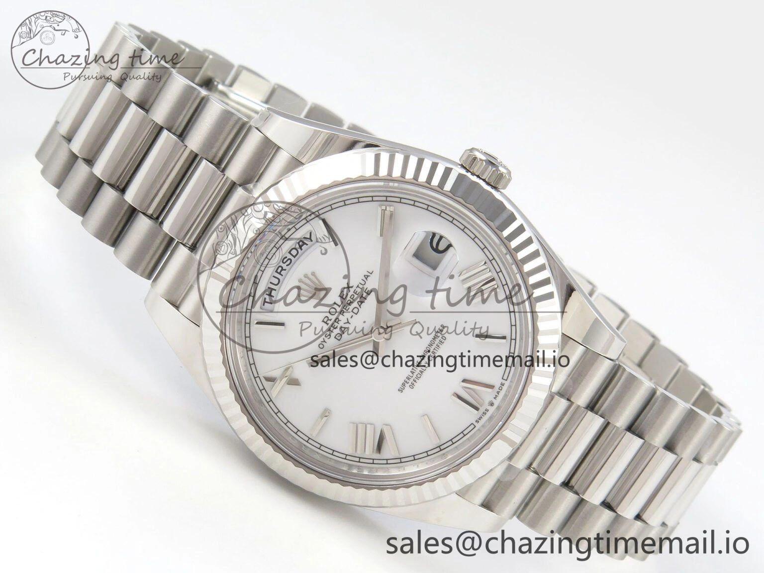 Day Date 40 SS 228236 THBF 1:1 Best Edition White MOP Roman Dial on President Bracelet VR3255 V3 (Gain Weight) Contemporary 266