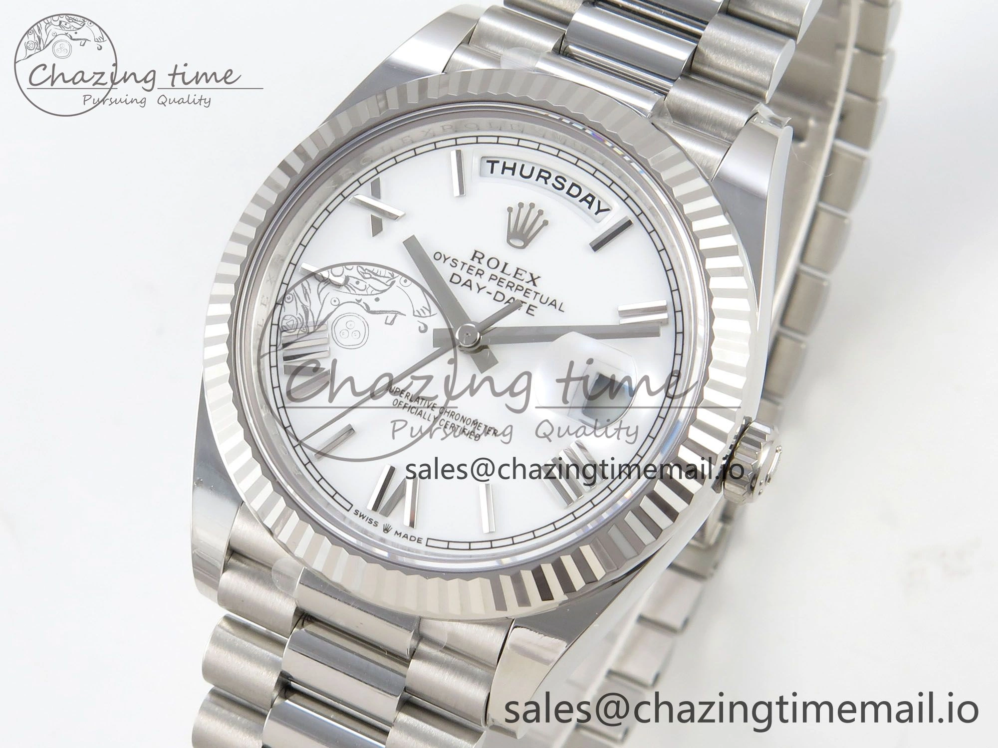 Day Date 40 SS 228236 THBF 1:1 Best Edition White MOP Roman Dial on President Bracelet VR3255 V3 (Gain Weight) Contemporary 266