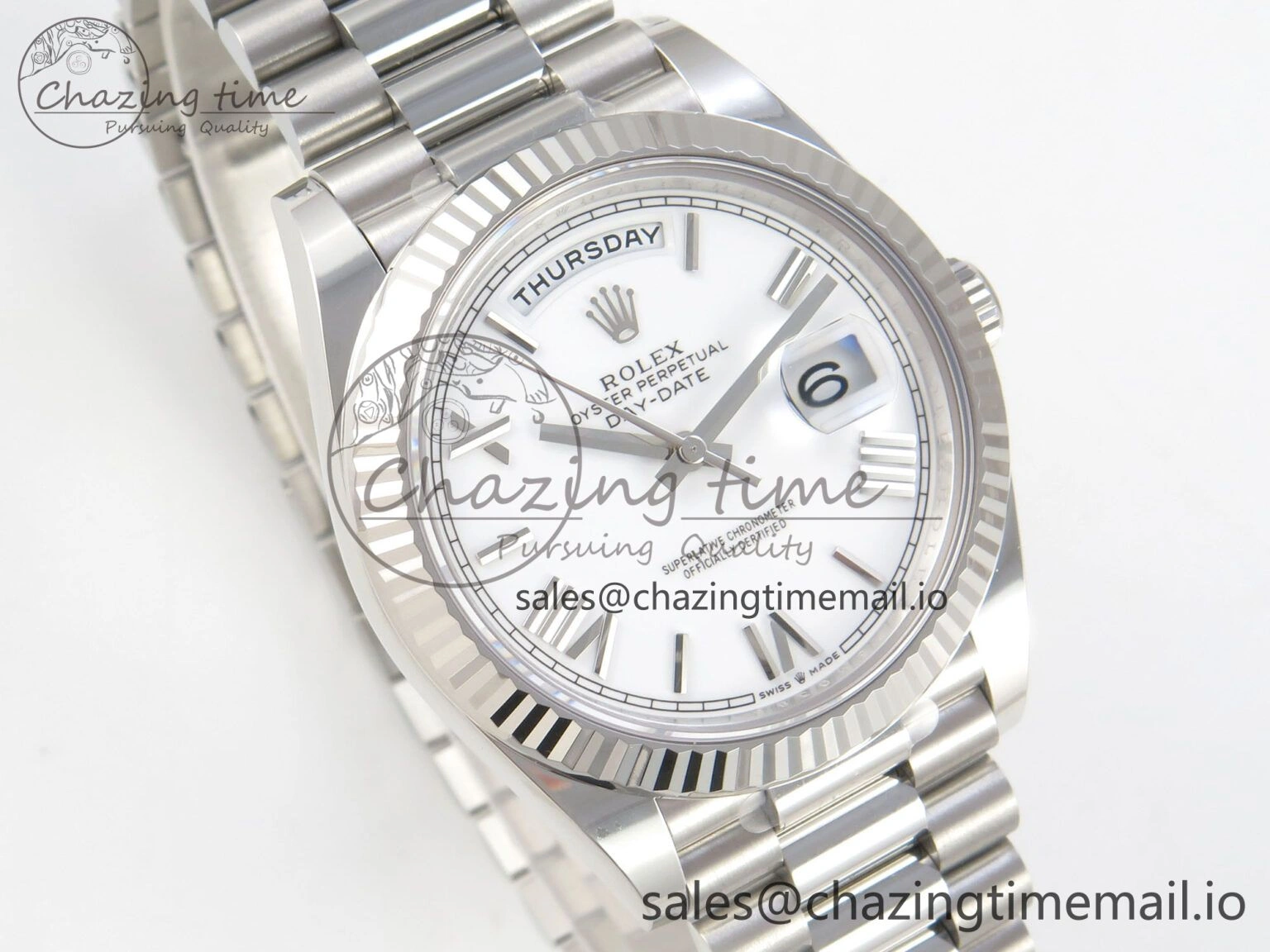 Day Date 40 SS 228236 THBF 1:1 Best Edition White MOP Roman Dial on President Bracelet VR3255 V3 (Gain Weight) Contemporary 266
