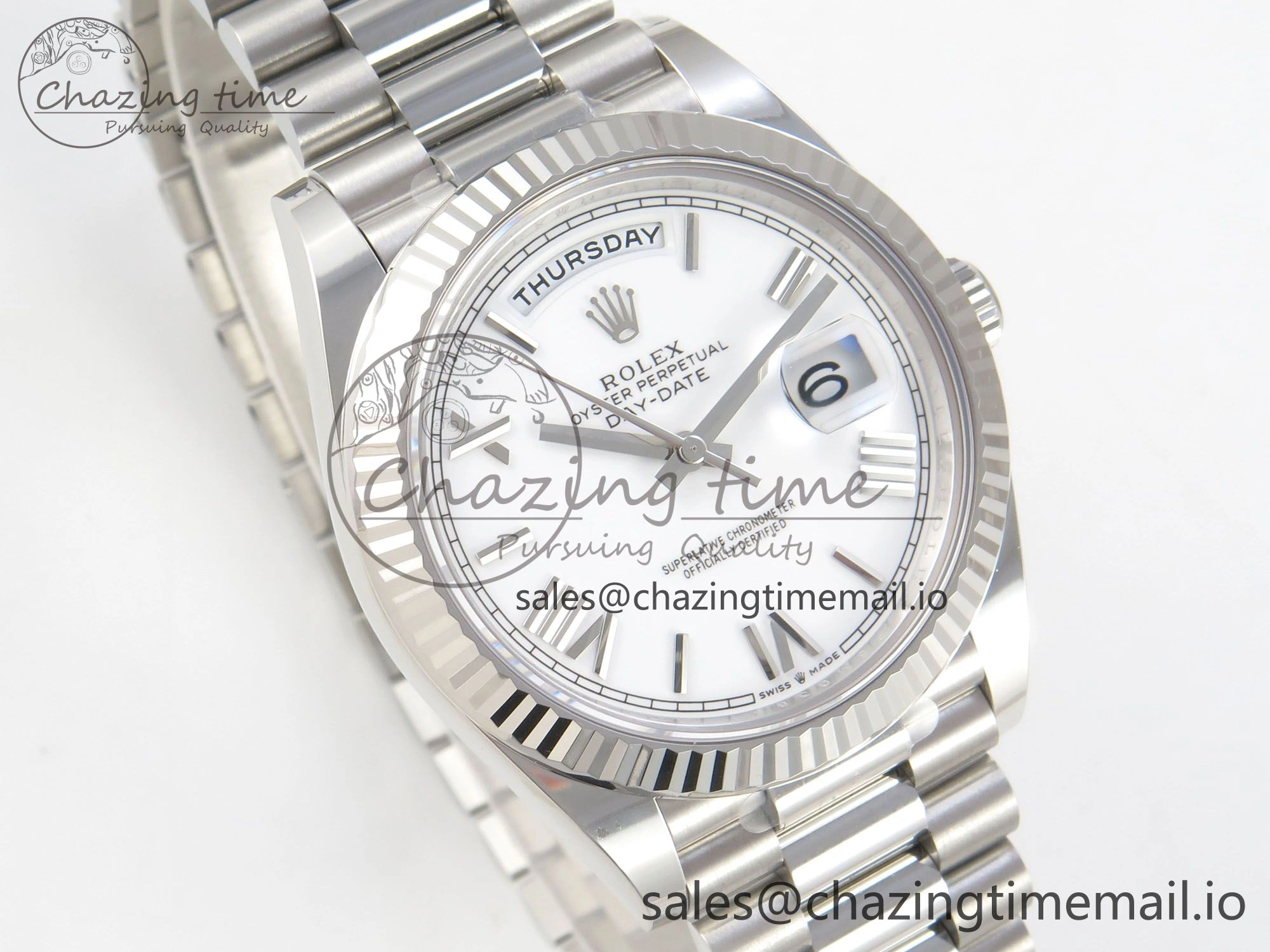 Day Date 40 SS 228236 THBF 1:1 Best Edition White MOP Roman Dial on President Bracelet VR3255 V3 (Gain Weight) Contemporary 266