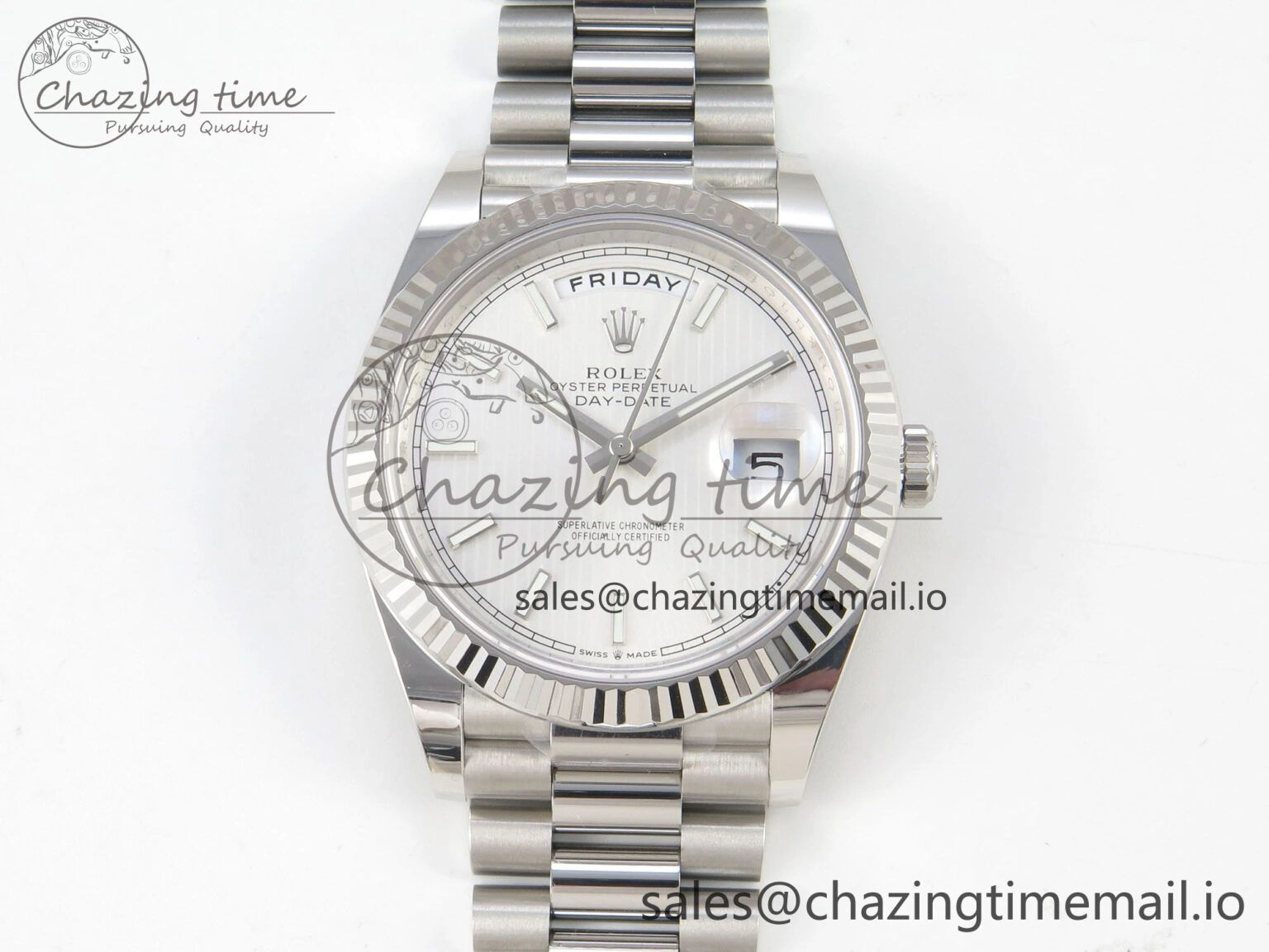 Day Date 40 SS 228236 THBF 1:1 Best Edition White Stripes Marker Dial on President Bracelet VR3255 V3 (Gain Weight) RelaxedFit 269