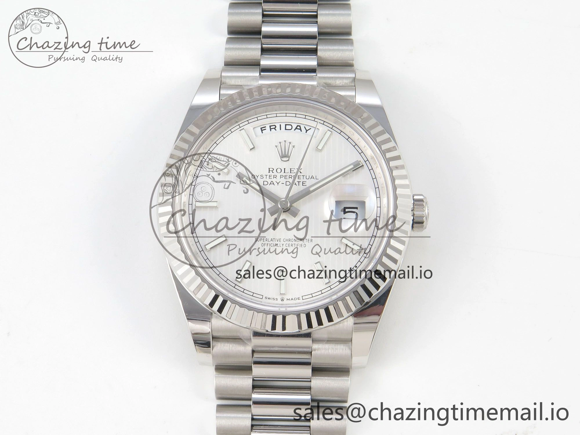 Day Date 40 SS 228236 THBF 1:1 Best Edition White Stripes Marker Dial on President Bracelet VR3255 V3 (Gain Weight) RelaxedFit 269