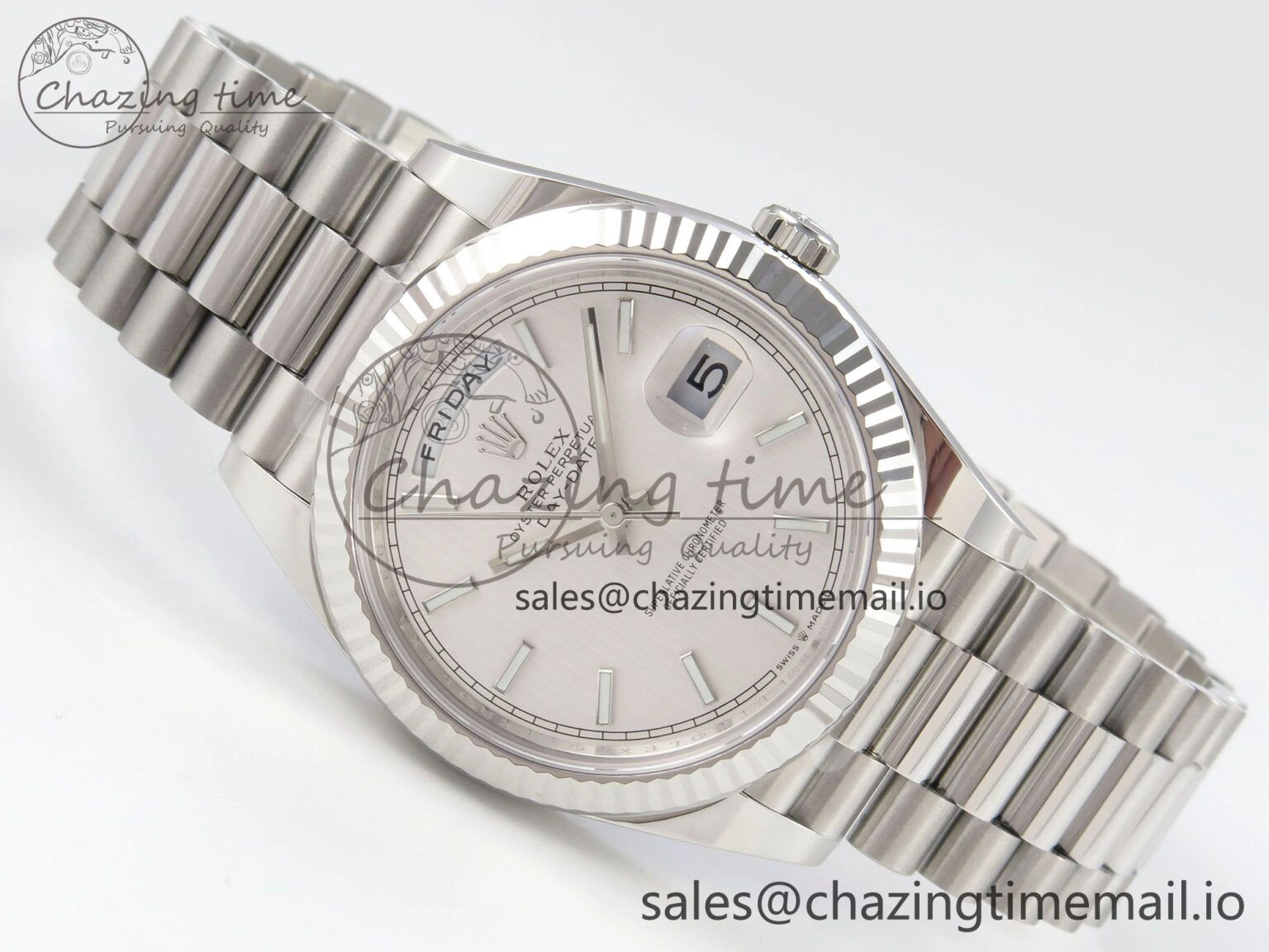Day Date 40 SS 228236 THBF 1:1 Best Edition White Stripes Marker Dial on President Bracelet VR3255 V3 (Gain Weight) RelaxedFit 269
