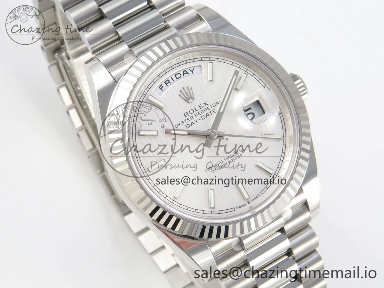 Day Date 40 SS 228236 THBF 1:1 Best Edition White Stripes Marker Dial on President Bracelet VR3255 V3 (Gain Weight) RelaxedFit 269