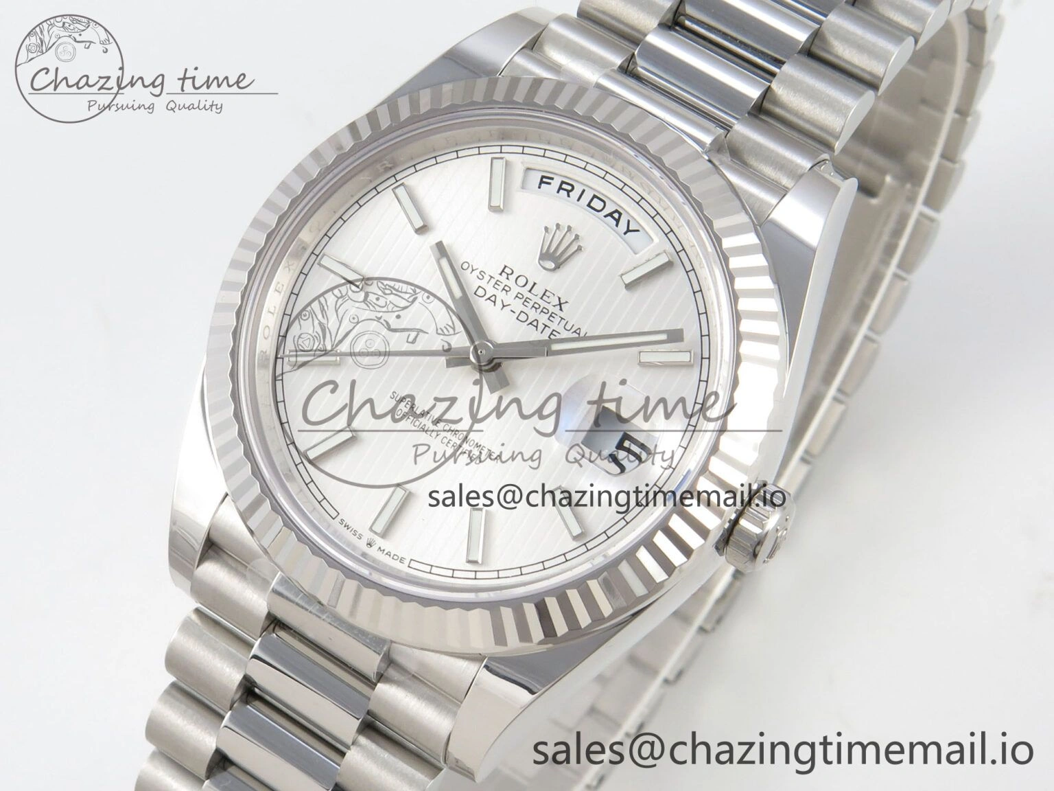 Day Date 40 SS 228236 THBF 1:1 Best Edition White Stripes Marker Dial on President Bracelet VR3255 V3 (Gain Weight) RelaxedFit 269