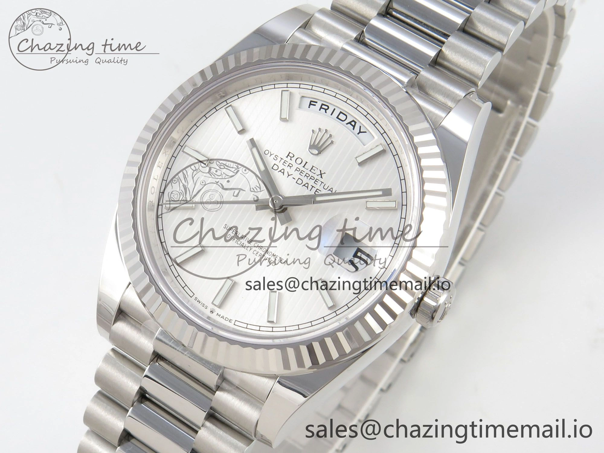 Day Date 40 SS 228236 THBF 1:1 Best Edition White Stripes Marker Dial on President Bracelet VR3255 V3 (Gain Weight) RelaxedFit 269