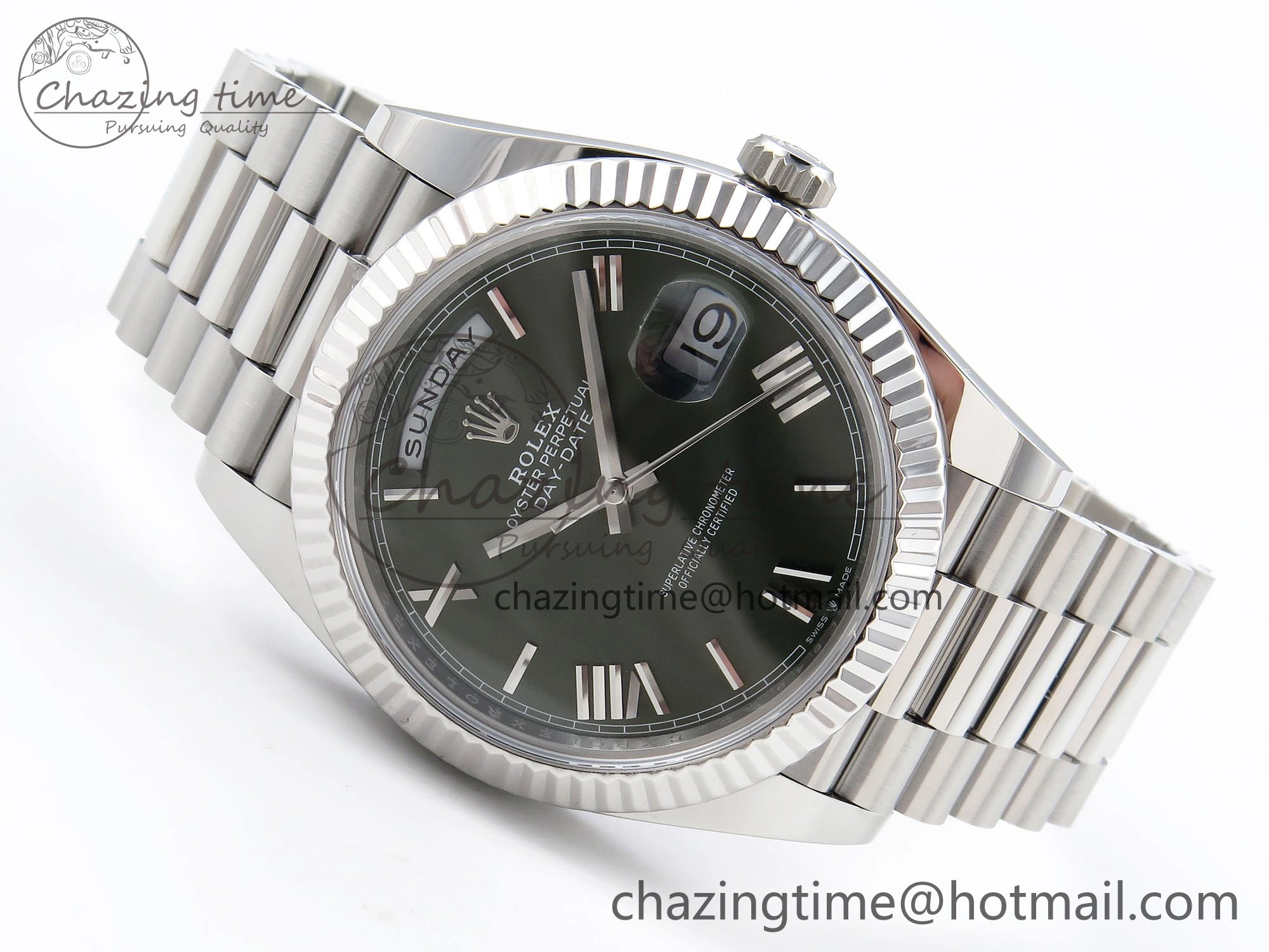 Day Date 40 SS 228239 ARF 1:1 Best Edition Green Roman Dial on President Bracelet VR Lightweight 1516