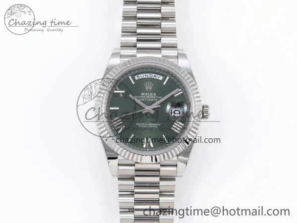 Day Date 40 SS 228239 ARF 1:1 Best Edition Green Roman Dial on President Bracelet VR Lightweight 1516