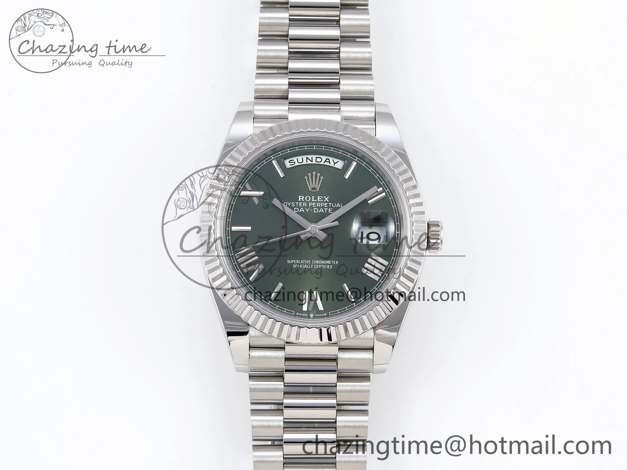 Day Date 40 SS 228239 ARF 1:1 Best Edition Green Roman Dial on President Bracelet VR Lightweight 1516