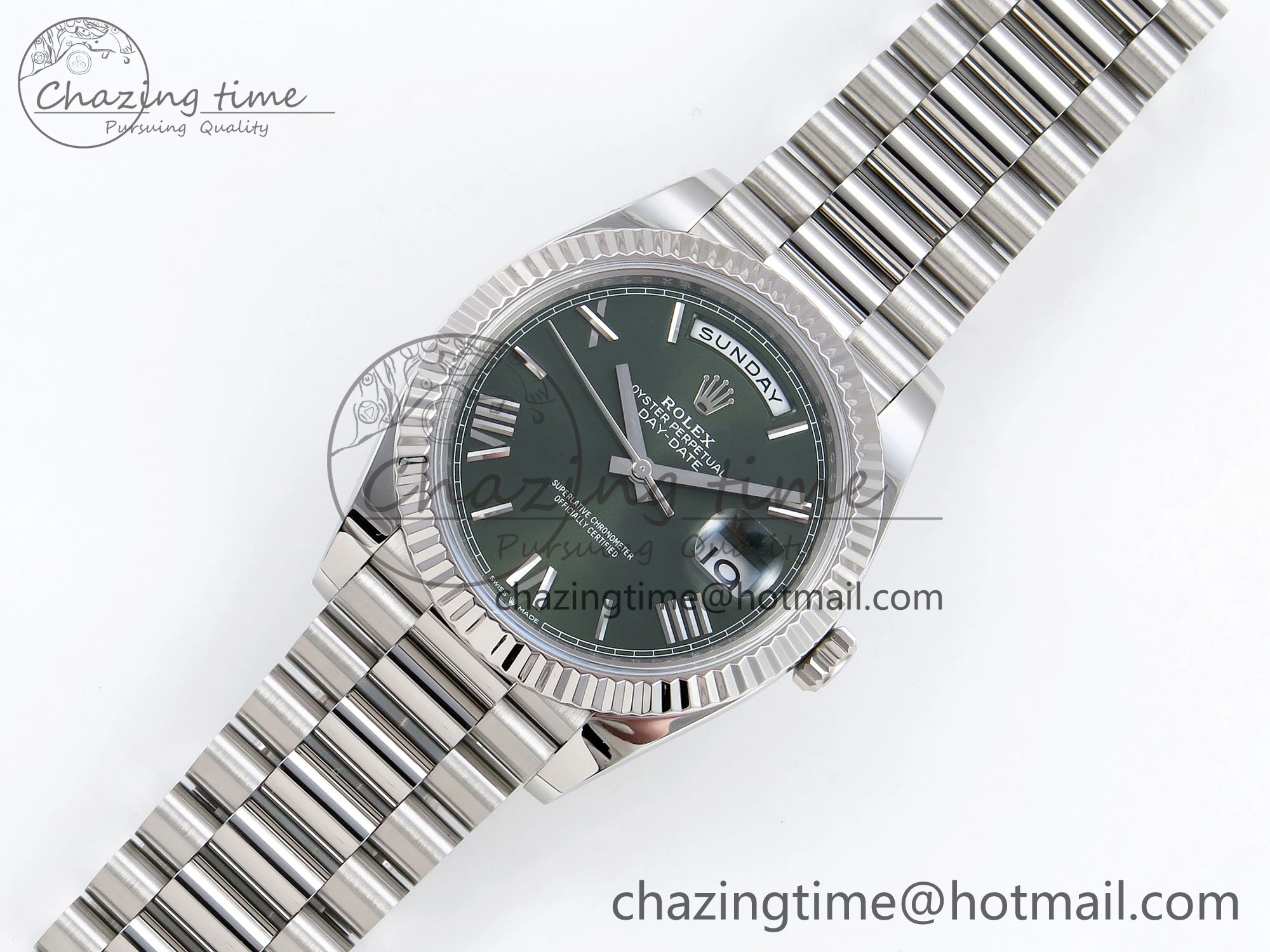 Day Date 40 SS 228239 ARF 1:1 Best Edition Green Roman Dial on President Bracelet VR Lightweight 1516