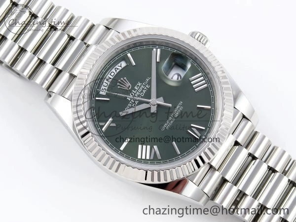 Day Date 40 SS 228239 ARF 1:1 Best Edition Green Roman Dial on President Bracelet VR Lightweight 1516