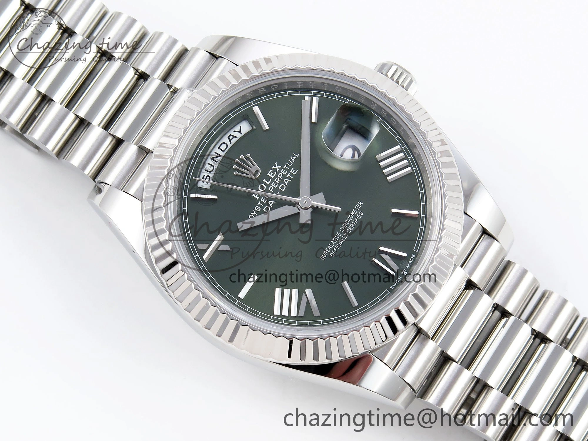 Day Date 40 SS 228239 ARF 1:1 Best Edition Green Roman Dial on President Bracelet VR Lightweight 1516