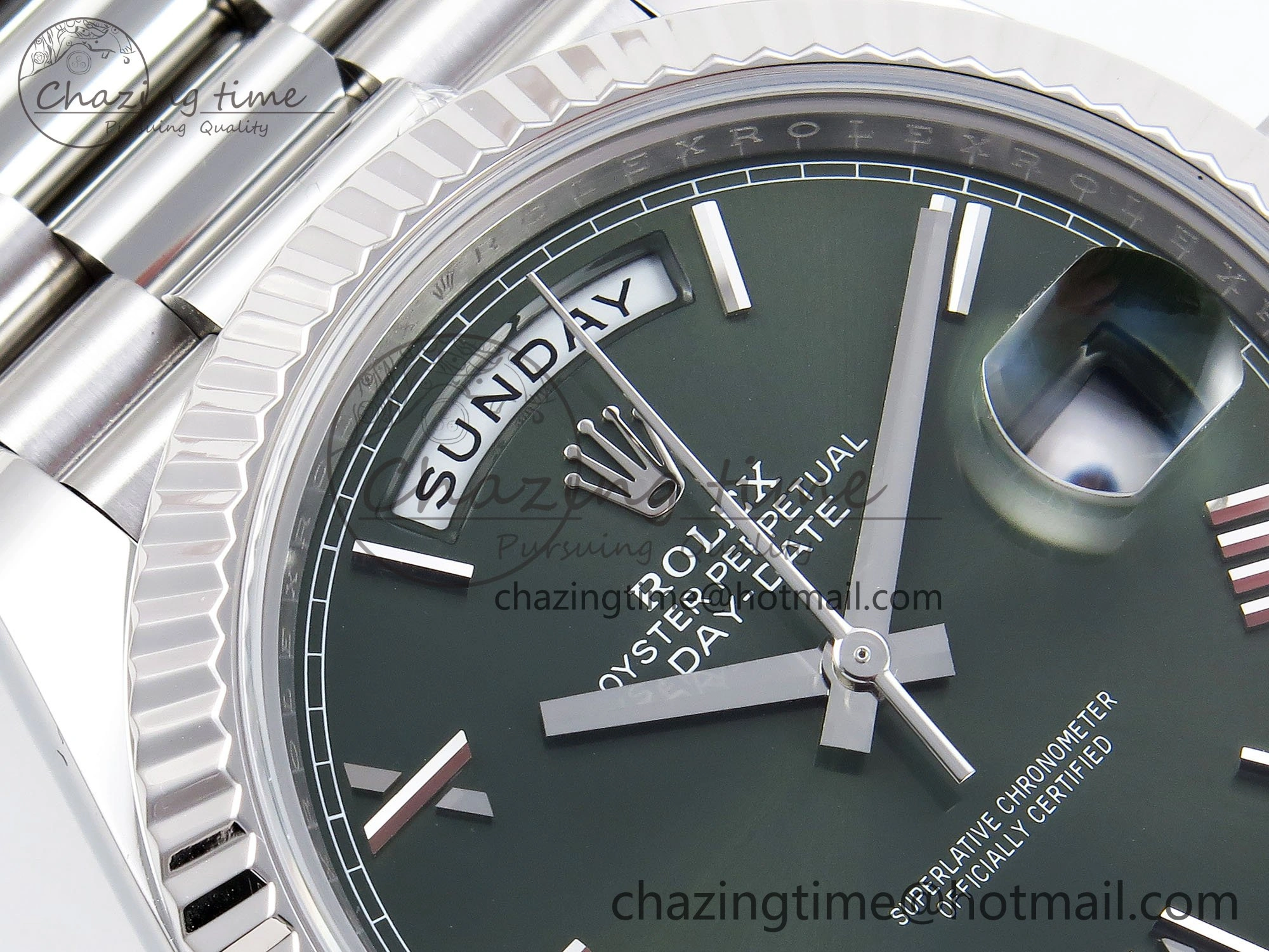 Day Date 40 SS 228239 ARF 1:1 Best Edition Green Roman Dial on President Bracelet VR Lightweight 1516