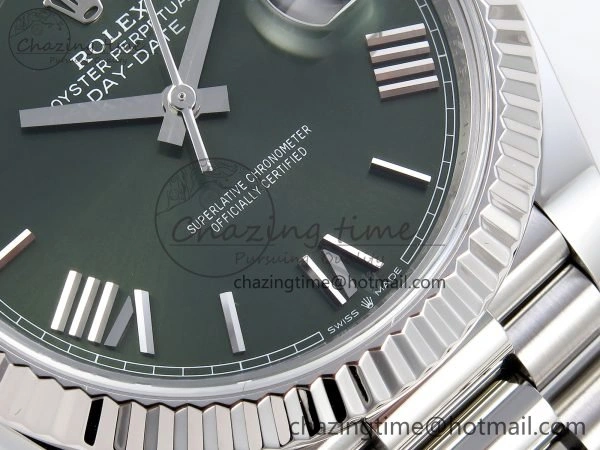 Day Date 40 SS 228239 ARF 1:1 Best Edition Green Roman Dial on President Bracelet VR Lightweight 1516