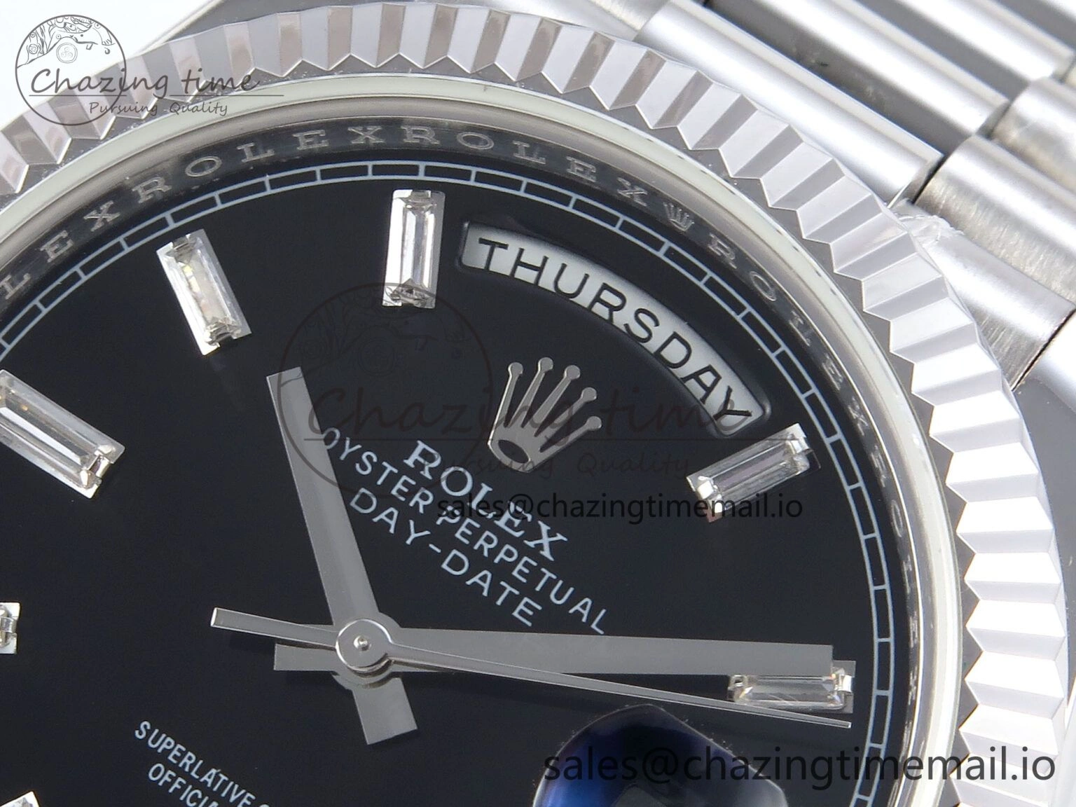 Vibrant Day Date 40 SS 228239 KF 1:1 Best Edition Black Crystal Dial on President Bracelet VR3255 (Gain Weight) 825