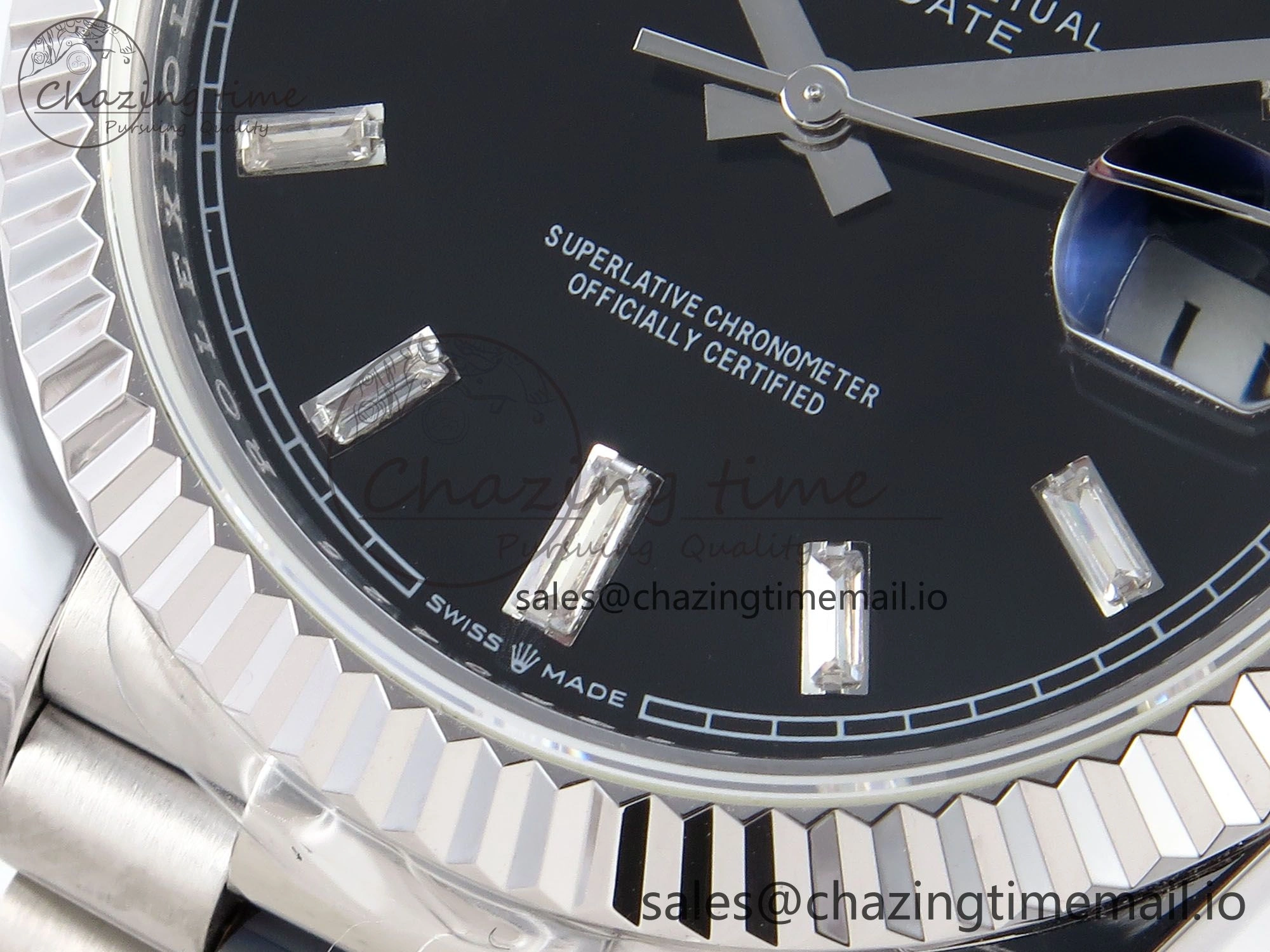 Vibrant Day Date 40 SS 228239 KF 1:1 Best Edition Black Crystal Dial on President Bracelet VR3255 (Gain Weight) 825