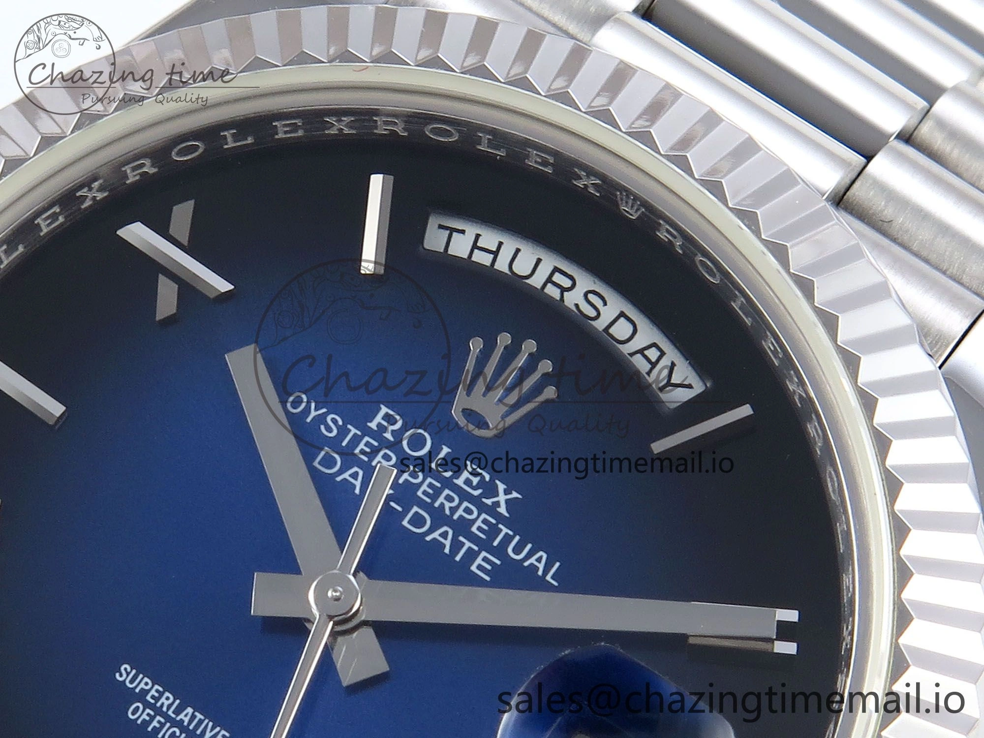 QuickDry Day Date 40 SS 228239 KF 1:1 Best Edition Blue Ombre Dial on President Bracelet VR3255 (Gain Weight) 831