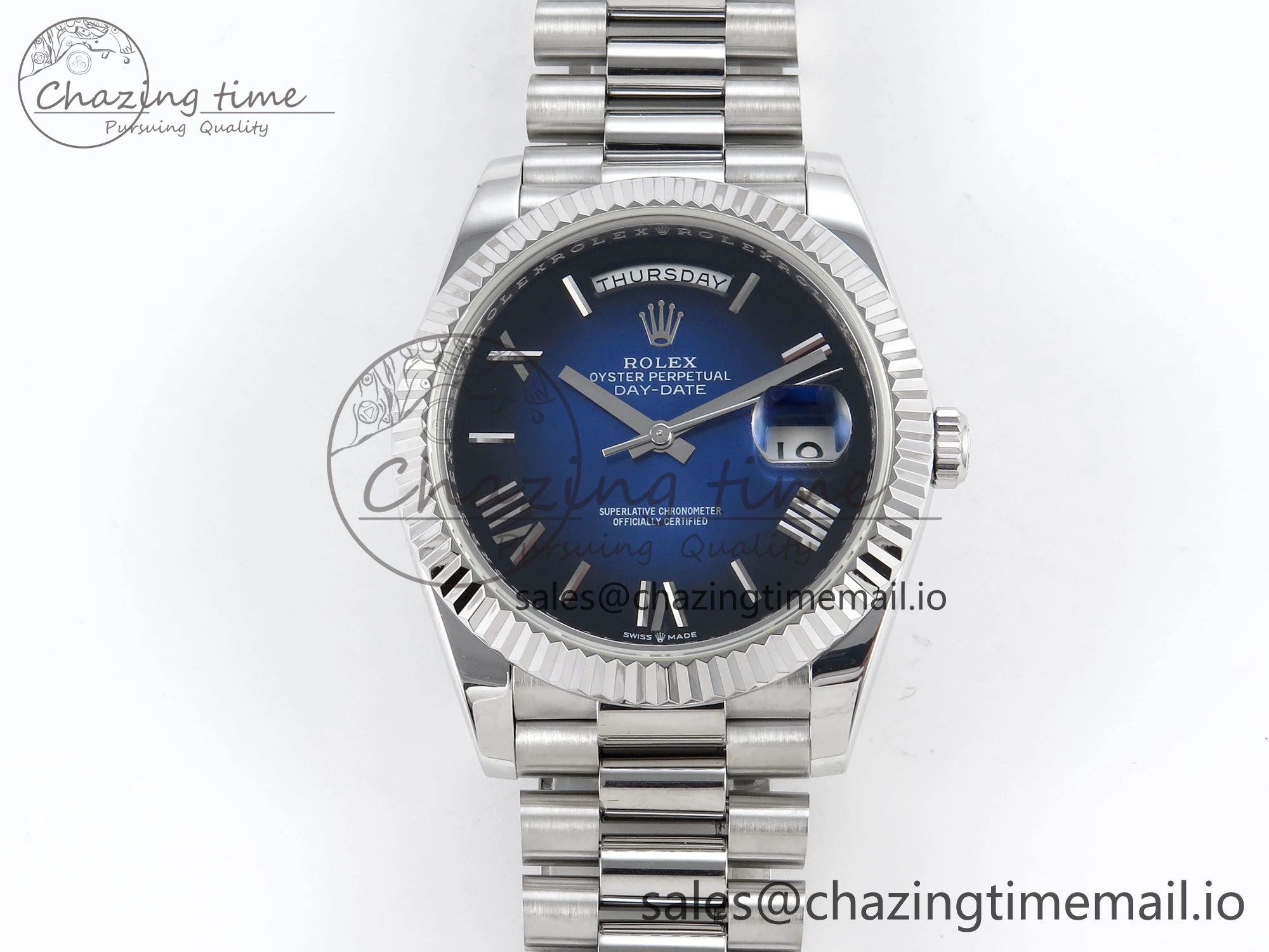 QuickDry Day Date 40 SS 228239 KF 1:1 Best Edition Blue Ombre Dial on President Bracelet VR3255 (Gain Weight) 831